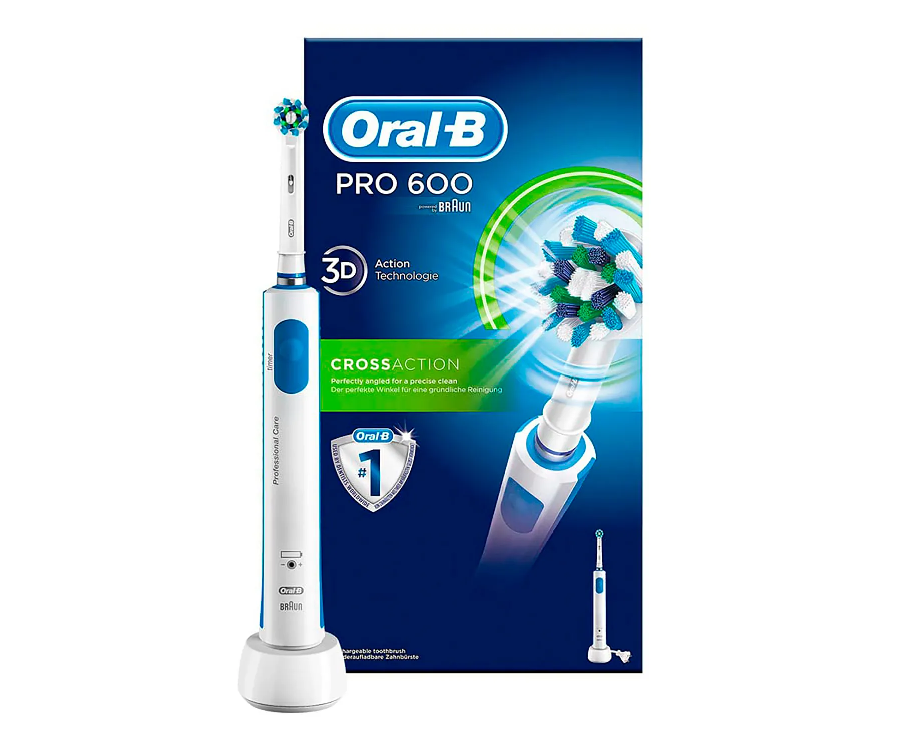 BRAUN ORAL-B PRO 600 CROSSACTION AZUL CEPILLO DE DIENTES ELÉCTRICO RECARGABLE CON TECNOLOGÍA 3D