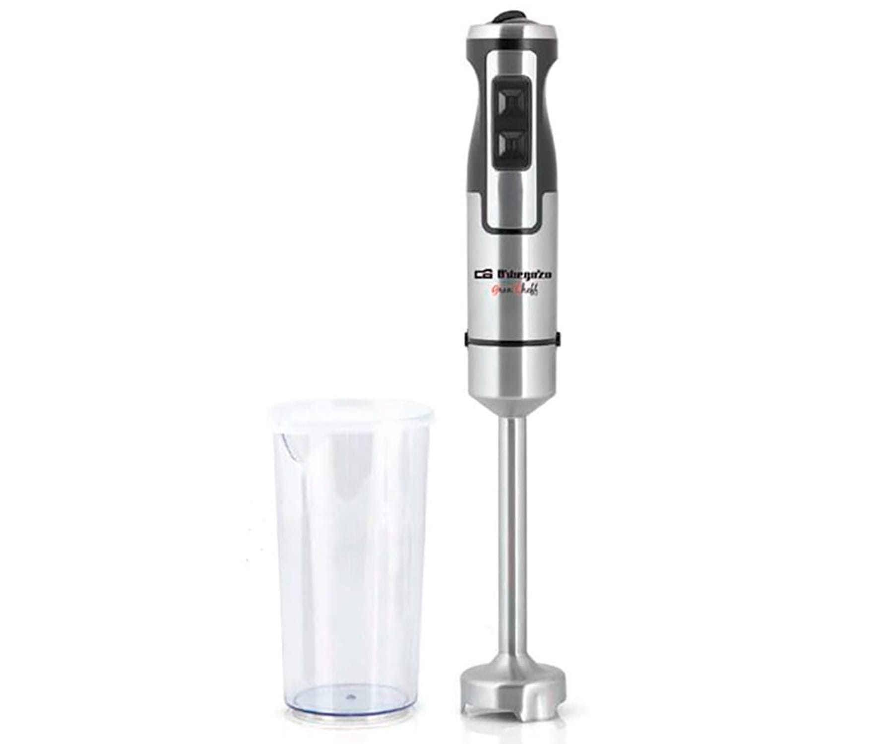 ORBEGOZO BT 2700 BATIDORA DE MANO 1000W ACERO INOXIDABLE SELECTOR DE VELOCIDAD 2 PULSADORES VASO MEZCLADOR DE 600ML