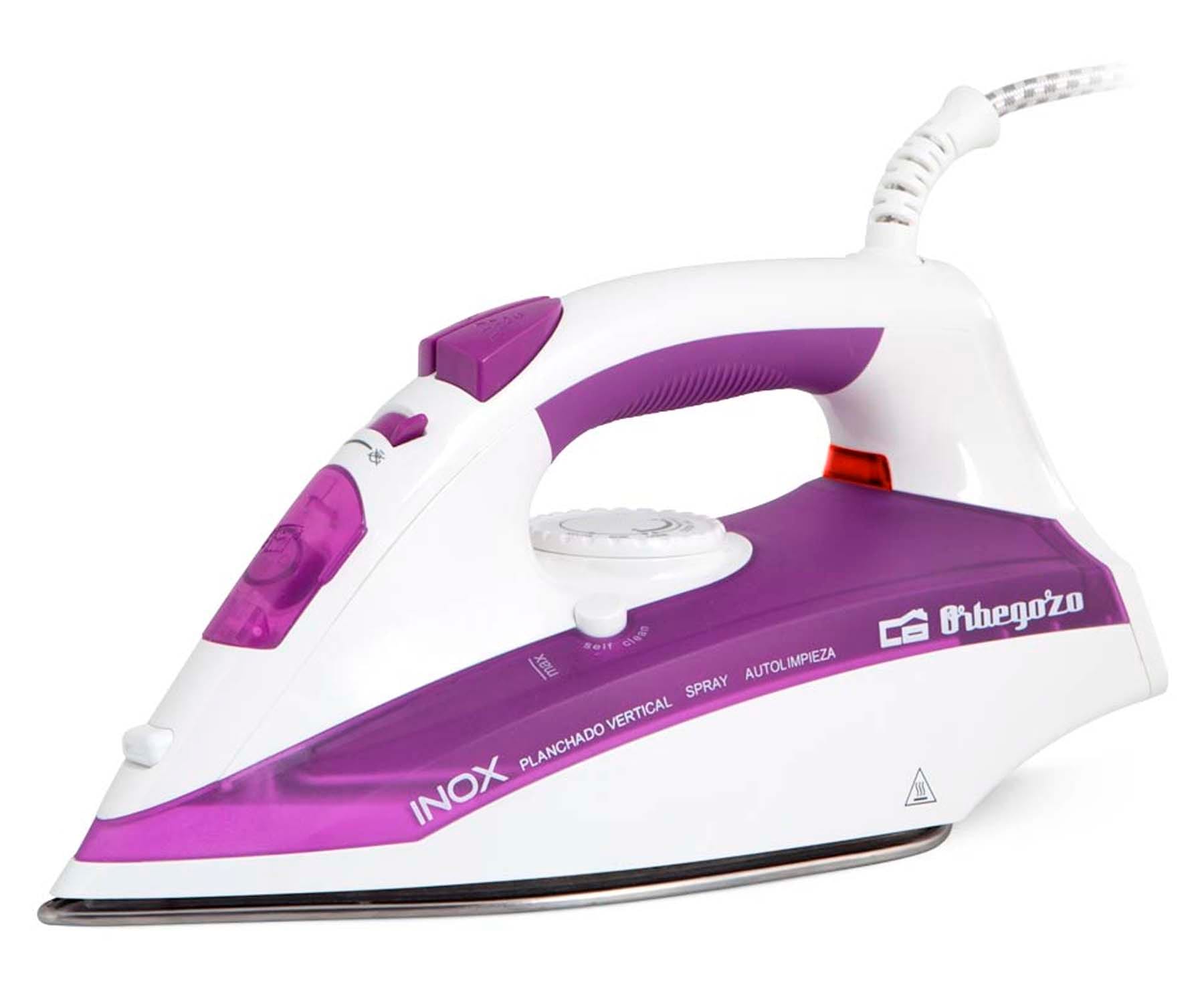 ORBEGOZO SV2205 BLANCO PÚRPURA PLANCHA A VAPOR DE 2200W SUELA DE ACERO INOXIDABLE CON GOLPE DE VAPOR