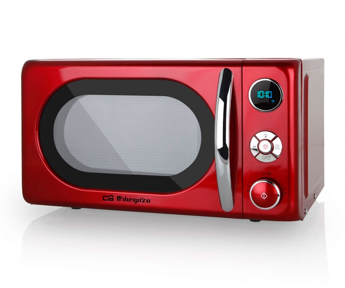ORBEGOZO MIG2042 MICROONDAS DE 700W DIGITAL CON GRILL DE 20 LITROS DE CAPACIDAD Y DISEÑO EN ROJO Y PLATA