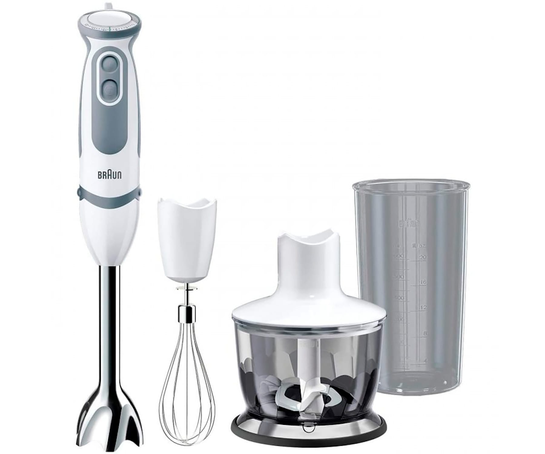 BRAUN MQ 5235 WH MINIPIMER 5 BATIDORA DE MANO 1000W CON PICADORA, VASO MEDIDOR Y VARILLAS