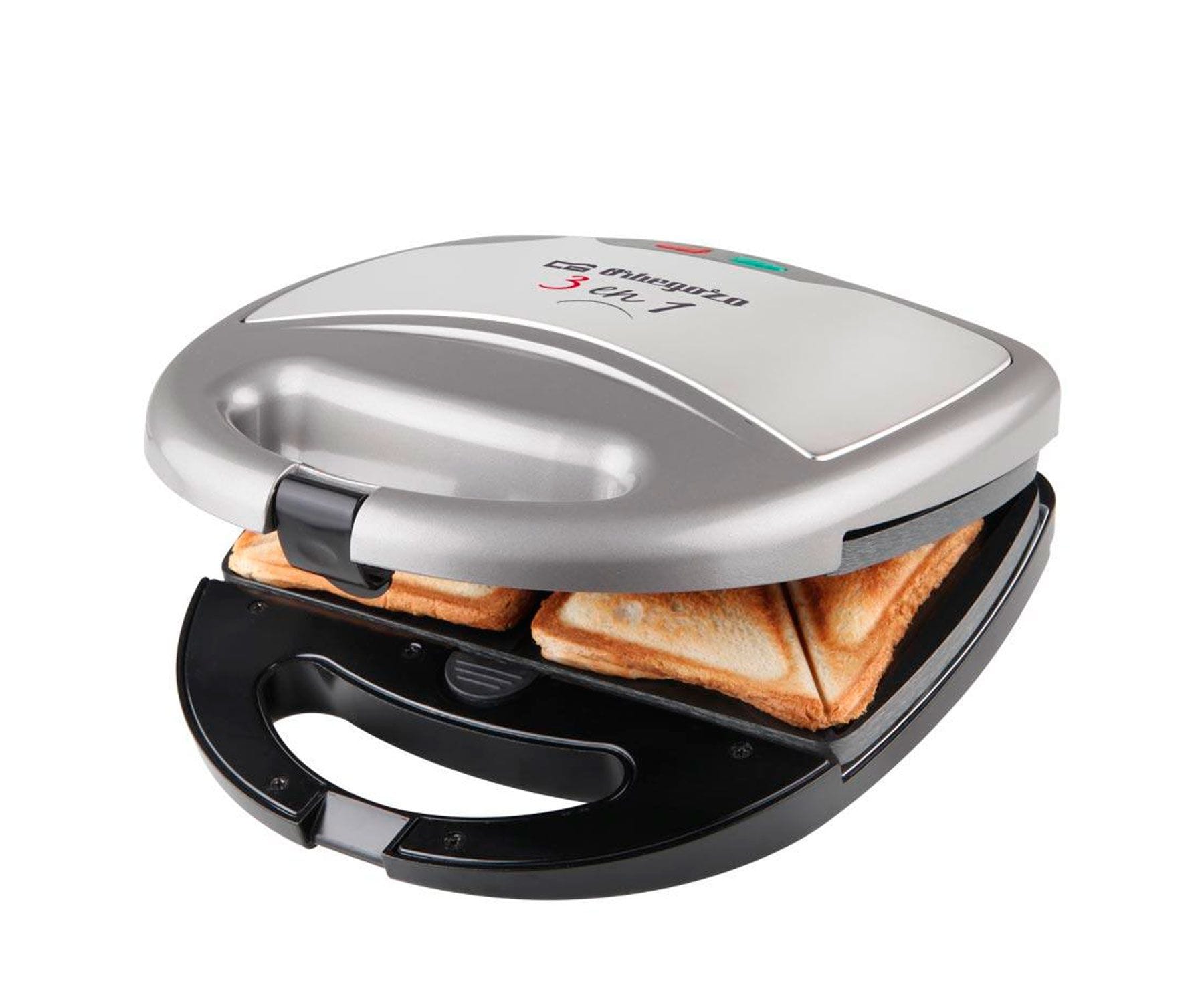 Orbegozo SW7550 Sandwichera multifunción 3 en 1/Grill/Gofre/Inox