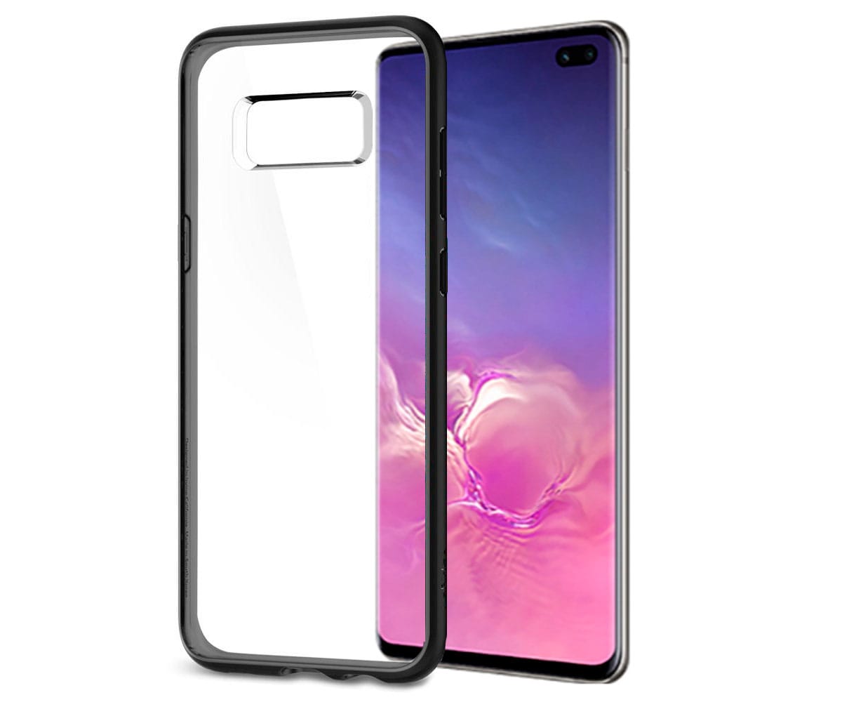 JC FUNDA SILICONA SAMSUNG S10+ TRANSPARENTE BORDE METAL NEGRO