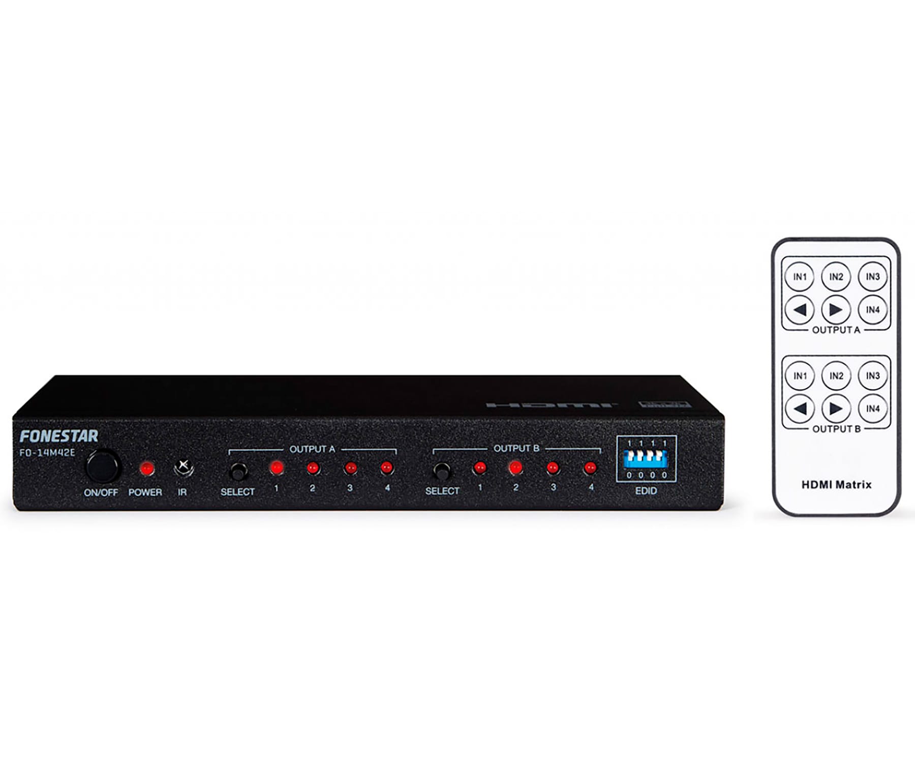 FONESTAR FO-14M42E MATRIZ HDMI 4 ENTRADAS 2 SALIDAS 4K