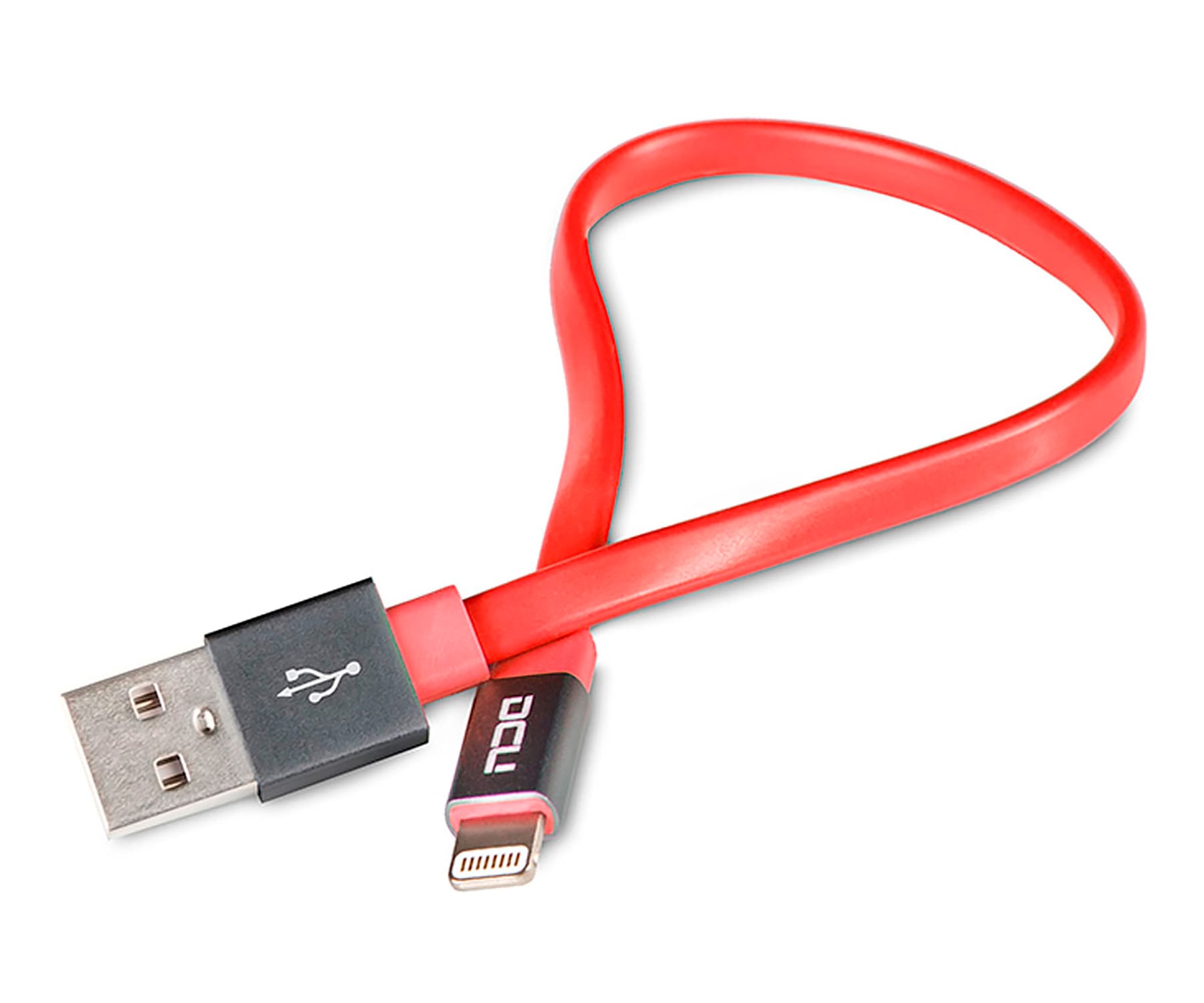 DCU CABLE ROJO CONECTOR EN GRIS USB A LIGHTNING 20 CM
