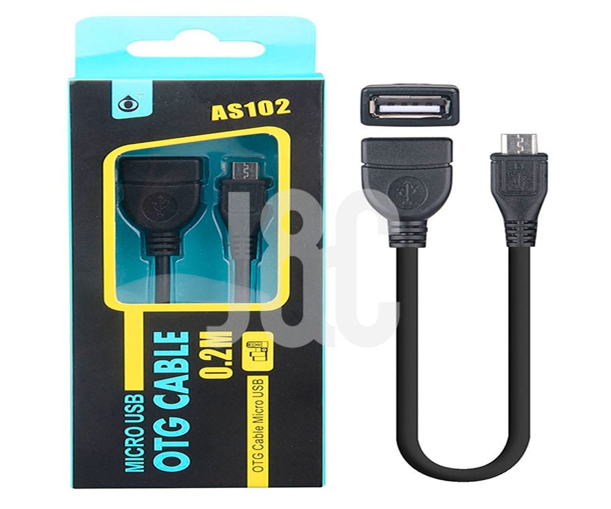 CABLE NEGRO CONECTOR OTG microUSB MACHO A USB TIPO A HEMBRA 20cm