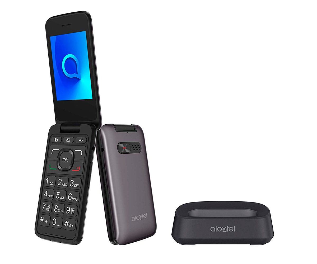 ALCATEL 3026X GRIS METÁLICO MÓVIL SENIOR 3G 2.8'' TFT BLUETOOTH CÁMARA CON FLASH LED BASE DE CARGA Y BOTÓN SOS