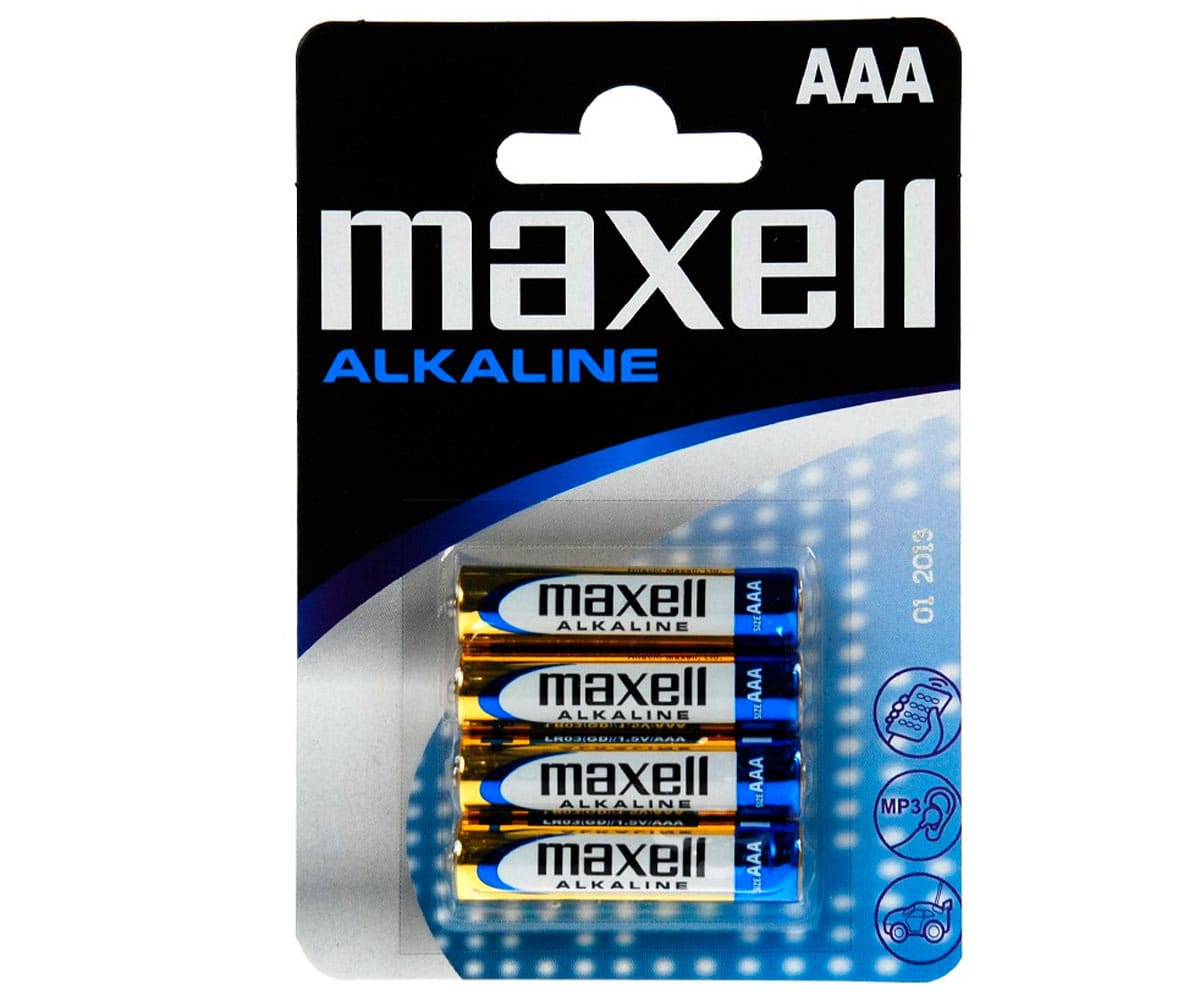 MAXELL PILA ALCALINA LR03 AAA 1.5V BLISTER DE 4 UNIDADES