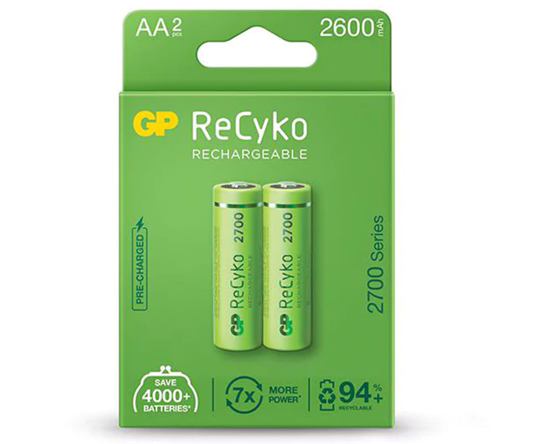 GP PILA RECARGABLE LR06 AA 1.2V Ni-MH 2700mAh BLISTER DE 2 UNIDADES