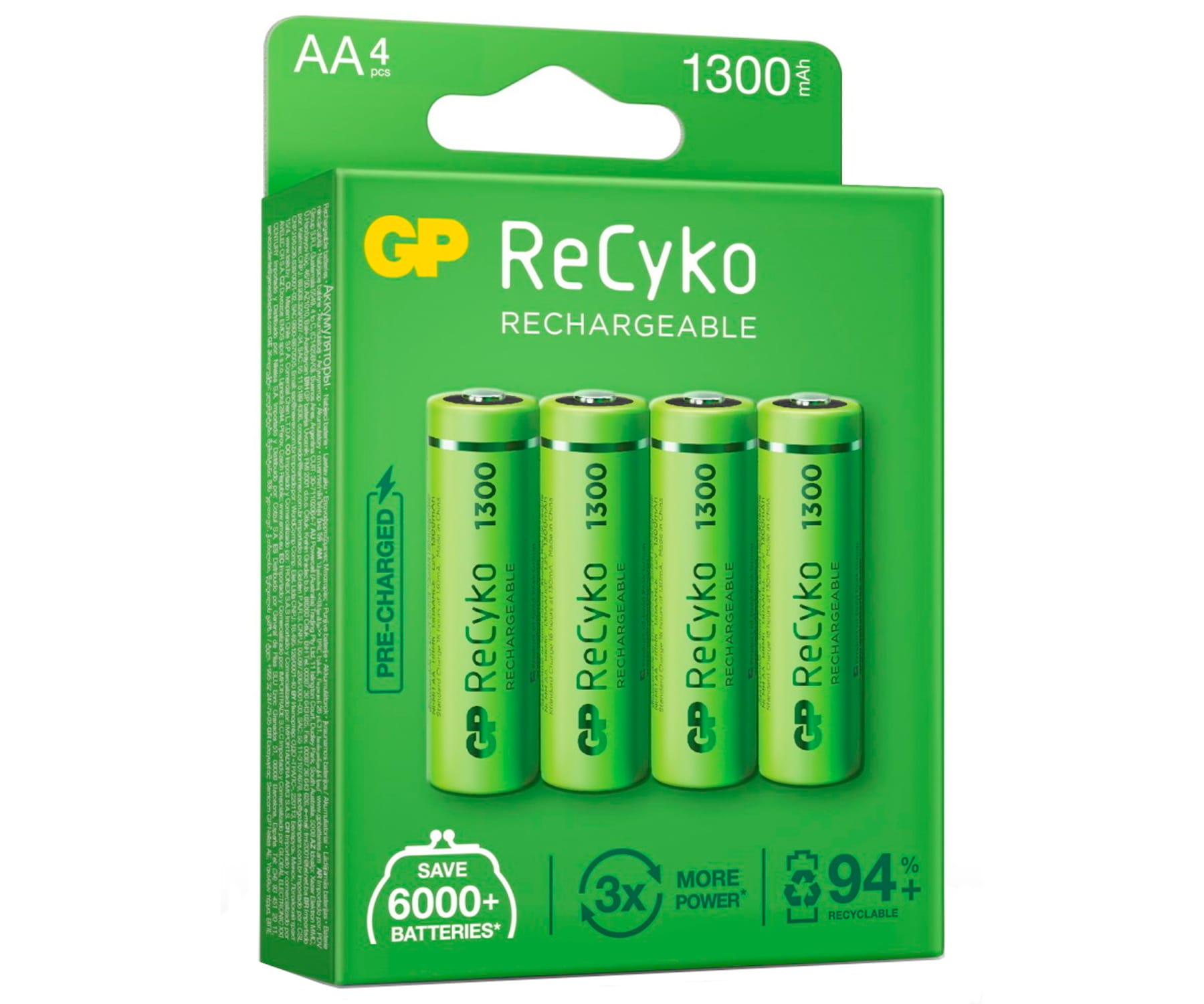 GP PILA RECARGABLE LR06 AA 1.2V Ni-MH 1300mAh BLISTER DE 4 UNIDADES