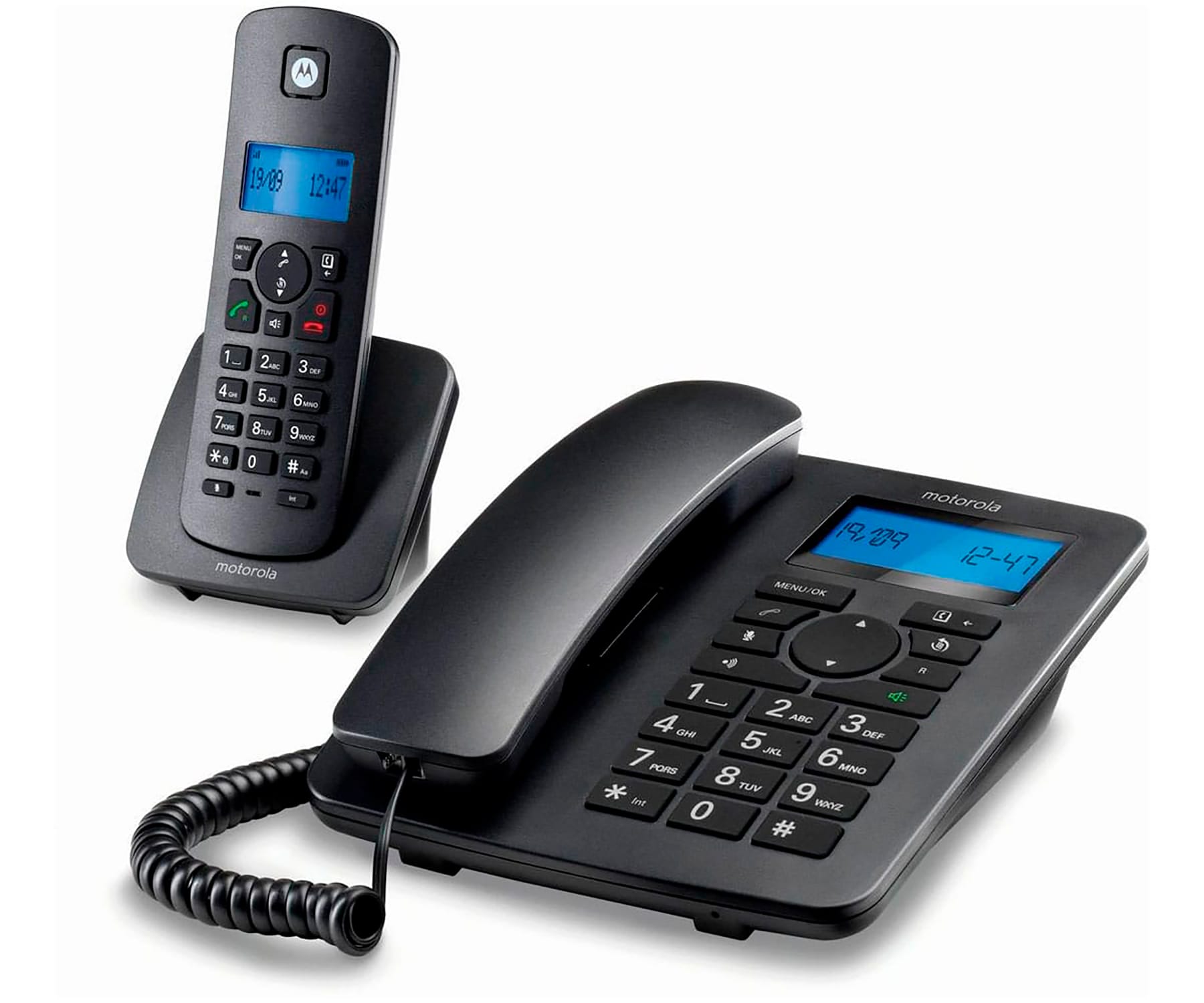 MOTOROLA C4201 NEGRO COMBO TELÉFONO FIJO + INALÁMBRICO DECT NEGRO