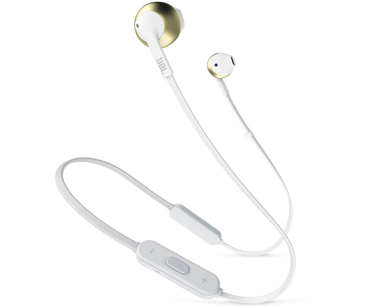 JBL T205BT BLANCO CROMO AURICULARES ERGONÓMICOS CON MICRÓFONO INTEGRADO CONTROL REMOTO BLUETOOTH
