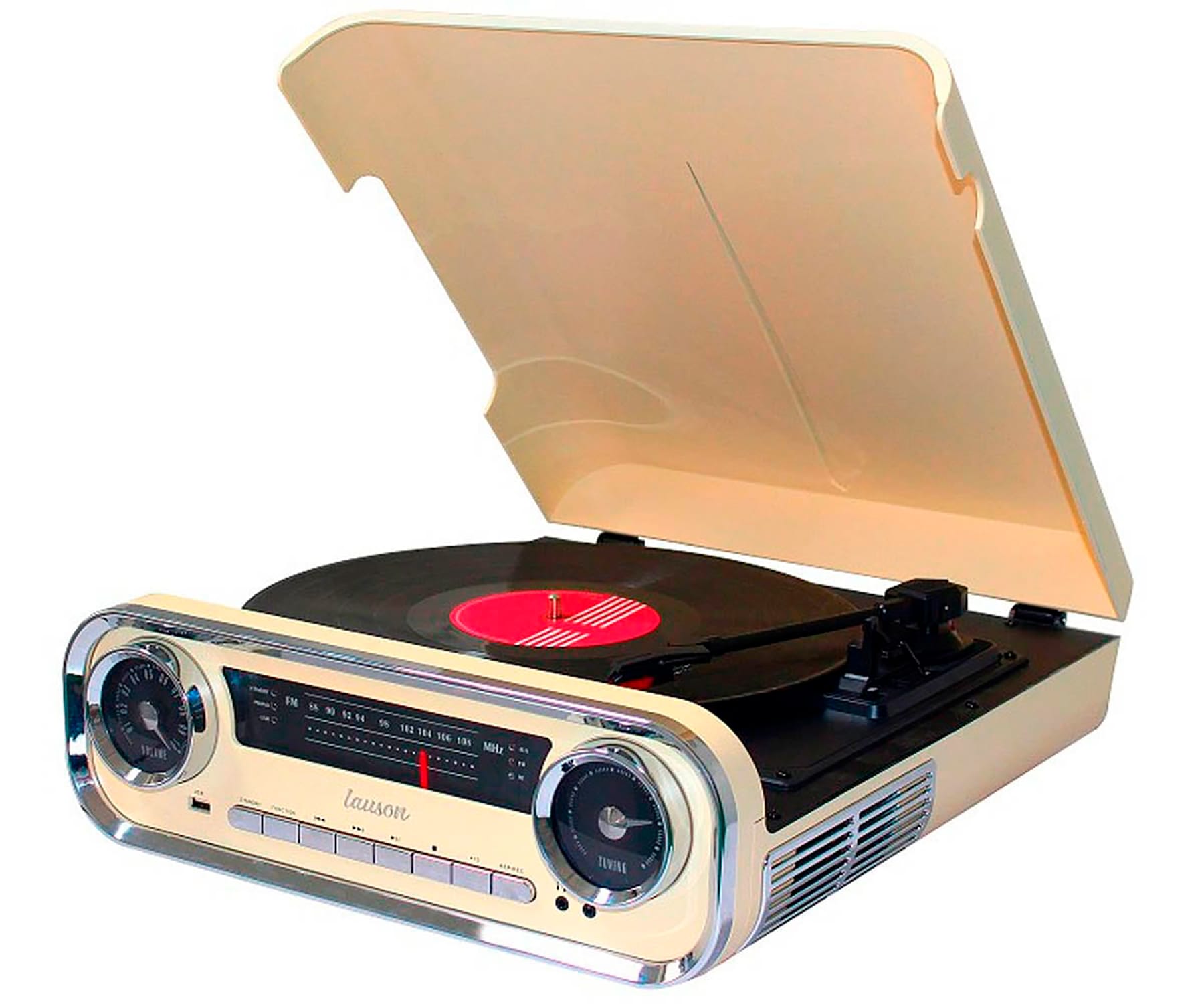 LAUSON 01TT15 CREMA TOCADISCOS VINTAGE 3 VELOCIDADES BLUETOOTH USB GRABACIÓN MP3 FM