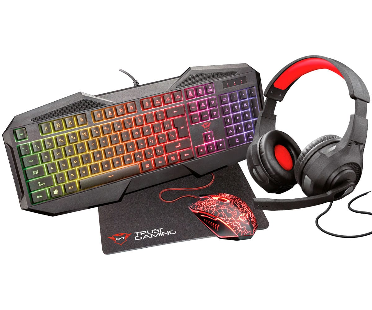 TRUST GXT1180RW 4in1 BUNDLE GAMING DE TECLADO + RATÓN + AURICULARES + ALFOMBRILLA