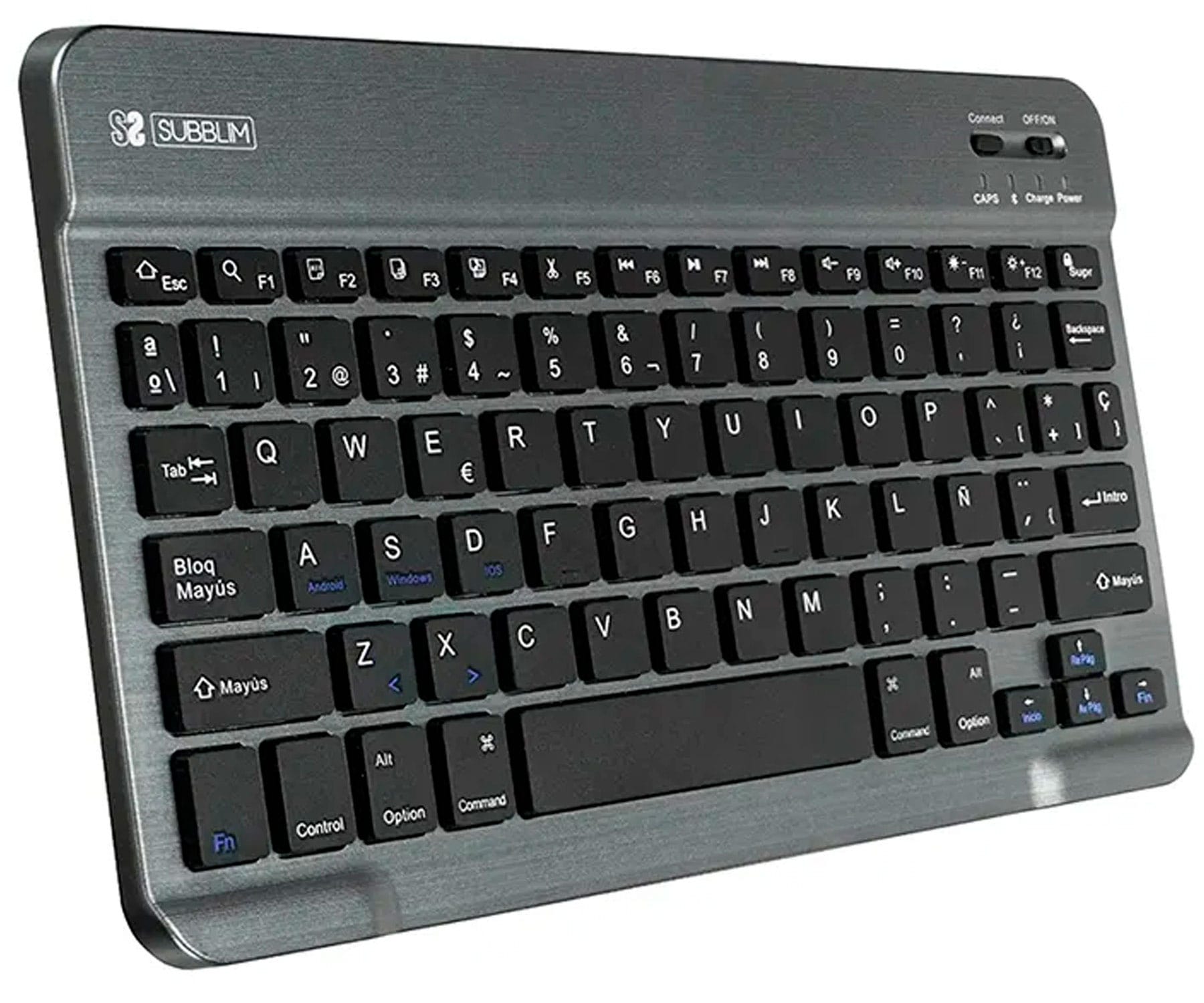 SUBBLIM SMART BT GRIS TECLADO INALÁMBRICO METÁLICO BLUETOOTH ULTRA COMPACTO CON BATERÍA