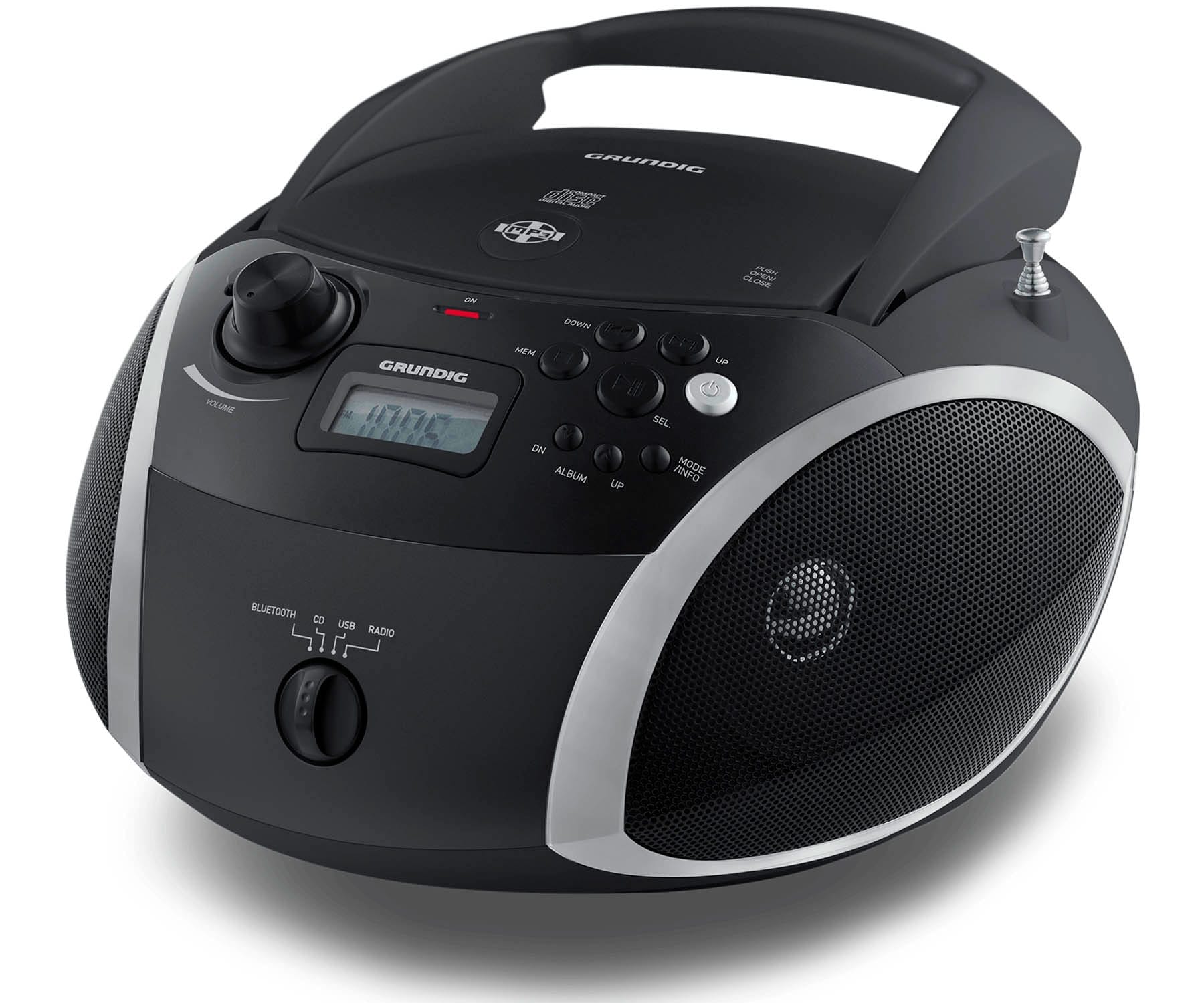 GRUNDIG RCD 1500 BT NEGRO RADIO FM RDS CD 6W RMS CON USB MP3 AUX BT AURICULARES BATERIA O ENCHUFE