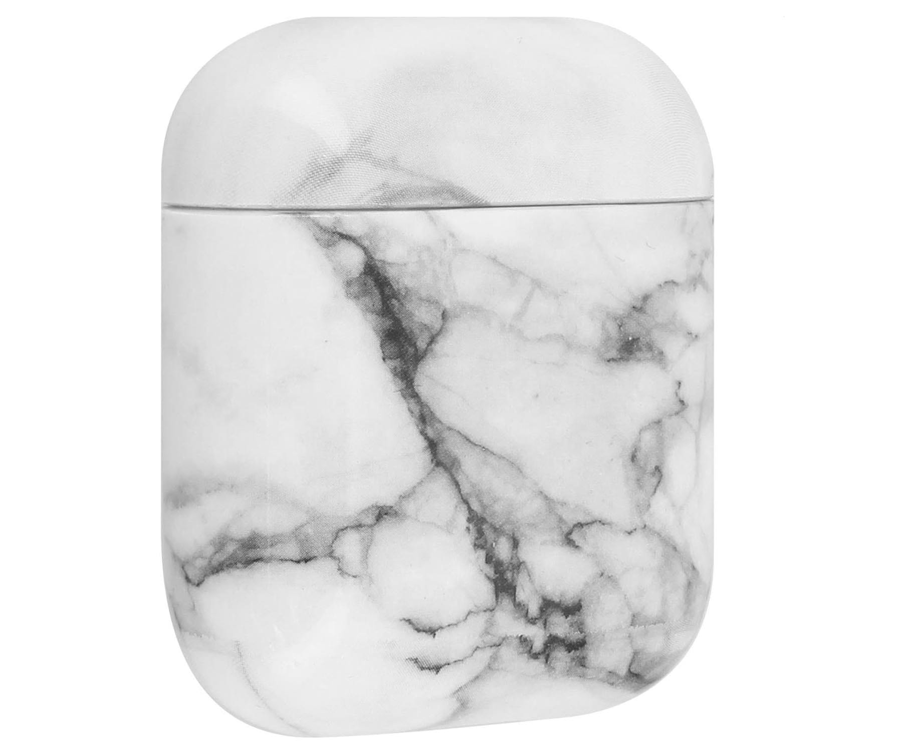 AKASHI ALTAIRPODMARW MARMOL BLANCO CARCASA AIRPODS 1 Y 2 RÍDIGA ANTIHUELLAS CON MOSQUETÓN