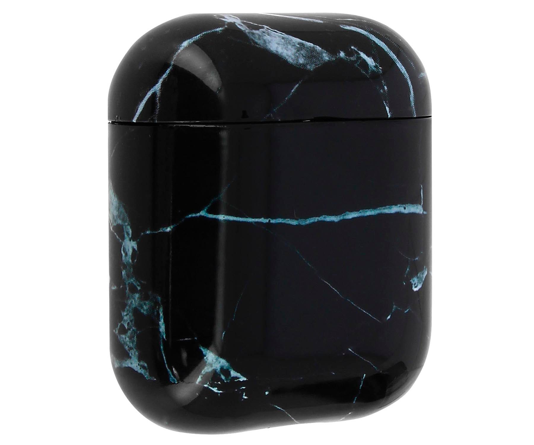 AKASHI ALTAIRPODMARB MARMOL NEGRO CARCASA AIRPODS 1 Y 2 RÍDIGA ANTIHUELLAS CON MOSQUETÓN
