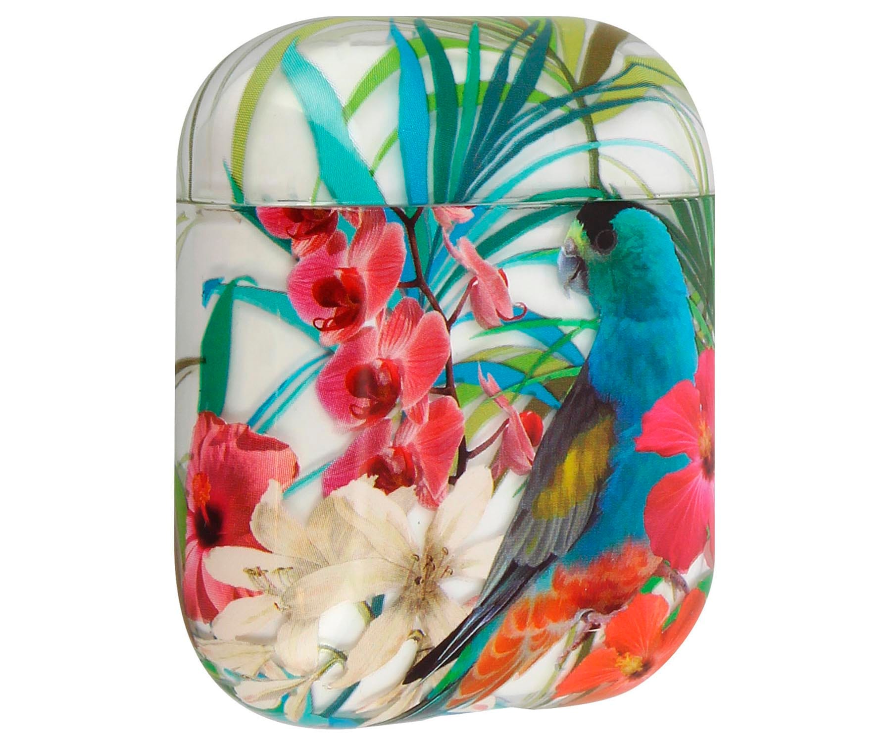 AKASHI ALTAIRPODTROP TROPICAL CARCASA AIRPODS 1 Y 2 RÍDIGA ANTIHUELLAS CON MOSQUETÓN