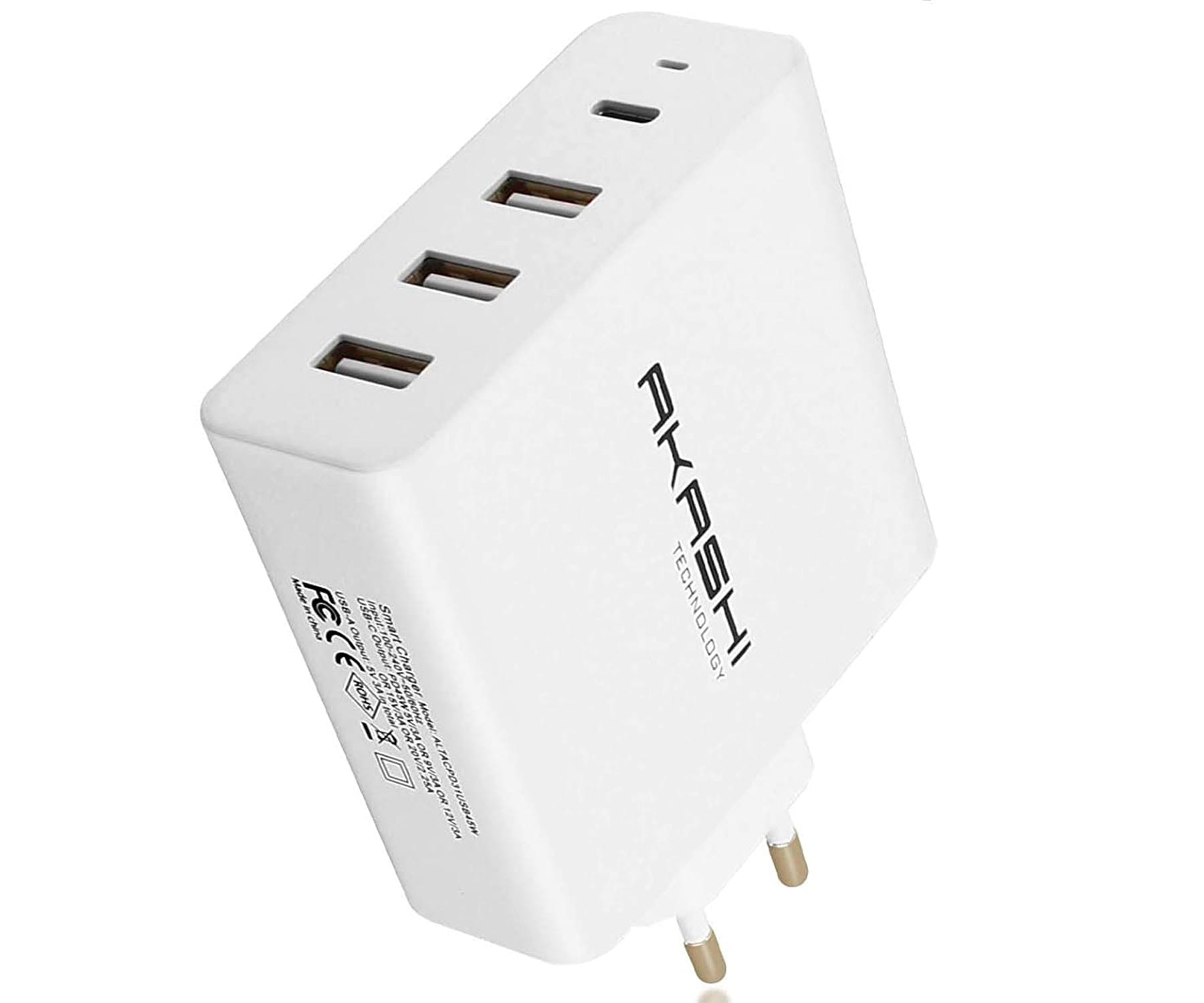 AKASHI ALTACPD31USB45W CARGADOR MÚLTIPLE BLANCO PARED 6A 45W USB-C 3xUSB CARGA RÁPIDA