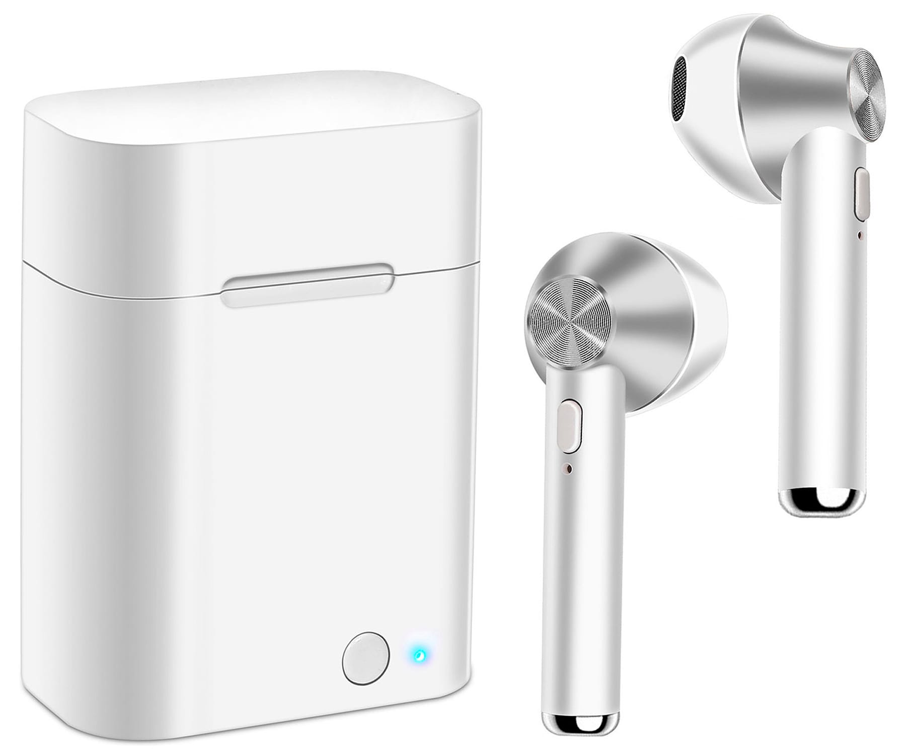AKASHI ALTSILEARB EARBUDS WIRELESS BLANCO PLATA AURICULARES INALÁMBRICOS BLUETOOTH CON ESTUCHE BATERÍA