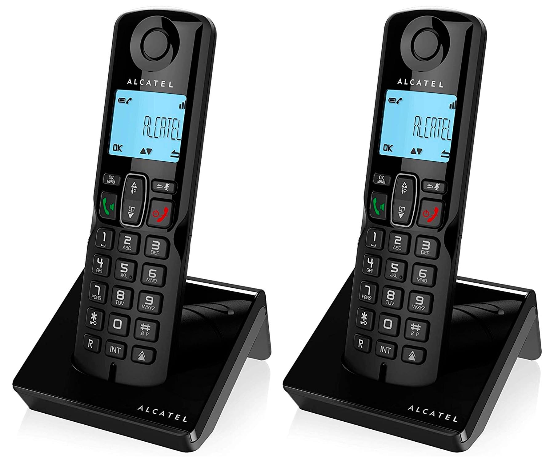 ALCATEL S250 NEGRO DUO TELÉFONOS FIJOS INALÁMBRICOS PANTALLA RETROILUMINADA BLOQUEO DE LLAMADAS
