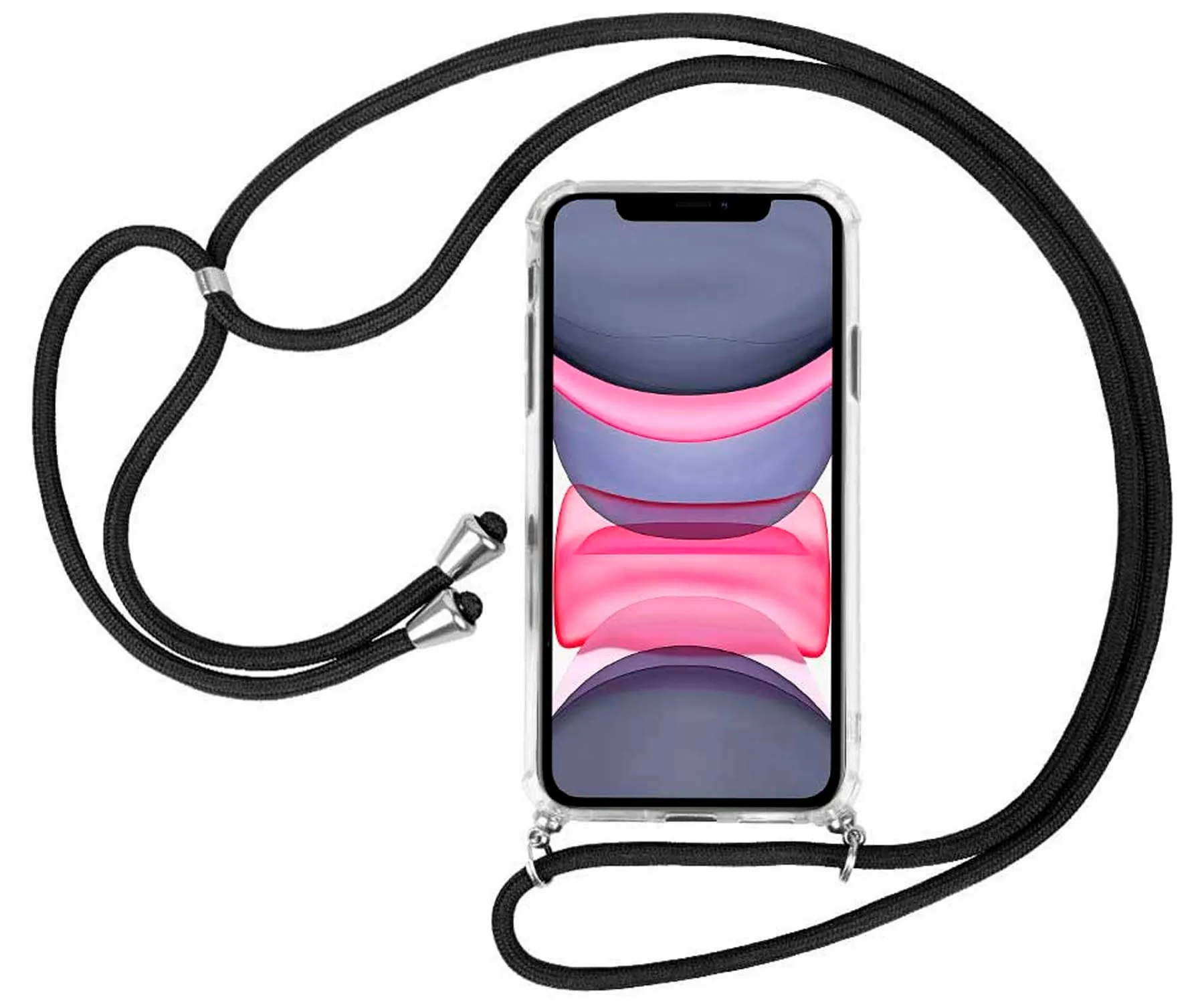 AKASHI FUNDA SILICONA TRANSPARENTE CON CUERDA ANTISHOCK COLGANTE APPLE IPHONE 11
