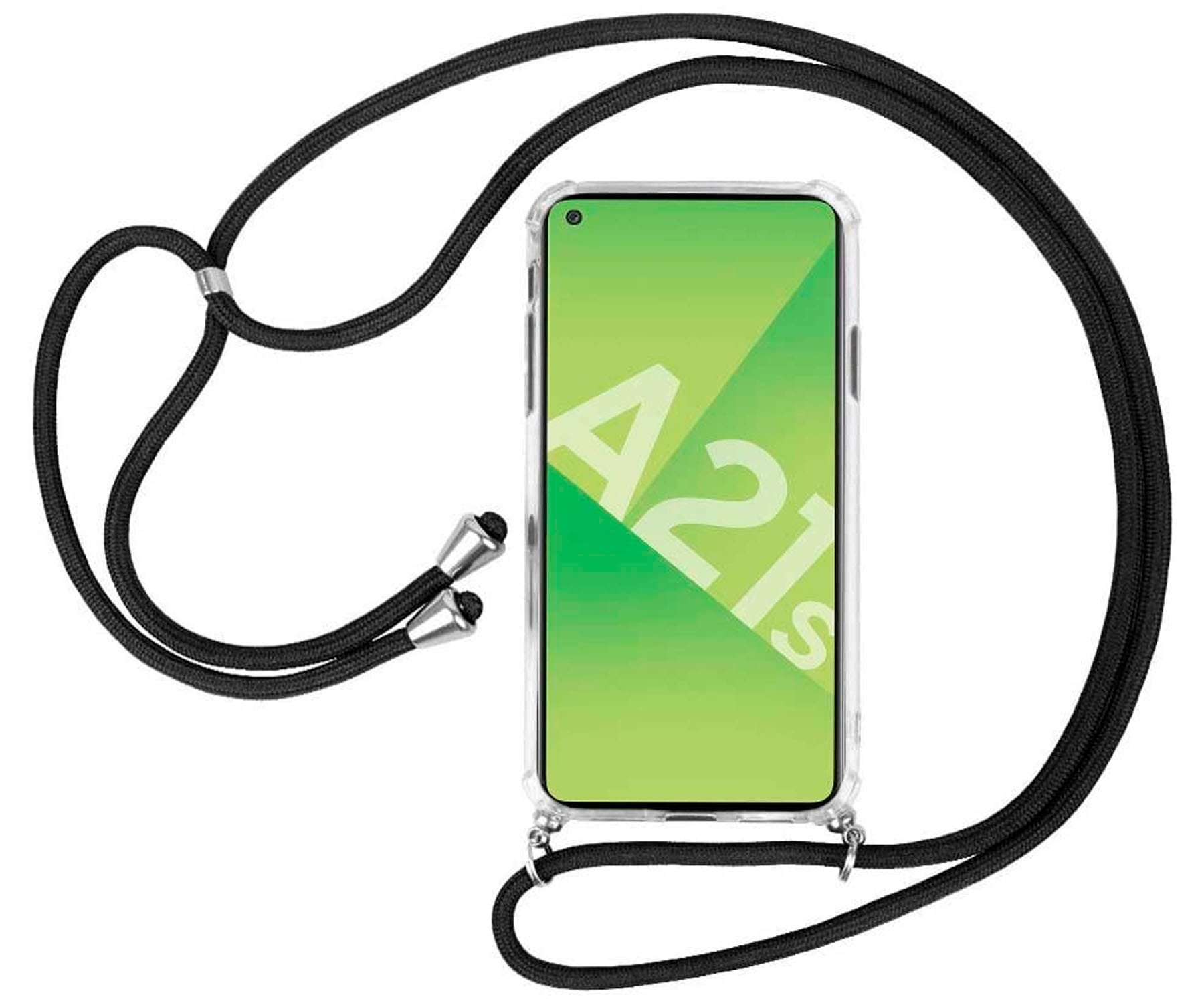 AKASHI FUNDA SILICONA TRANSPARENTE CON CUERDA ANTISHOCK COLGANTE SAMSUNG GALAXY A21S