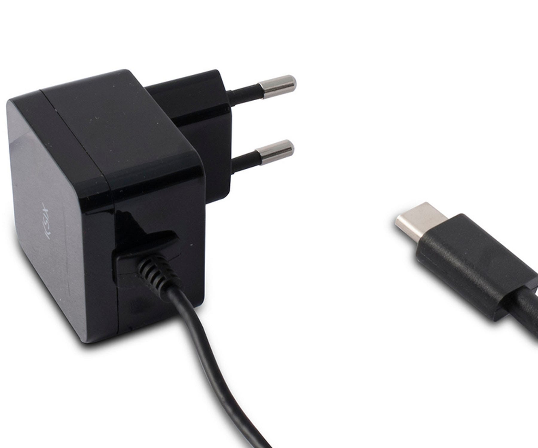 KSIX CARGADOR NEGRO PARED 5V 2.4A CABLE CONECTOR USB TIPO C 1M