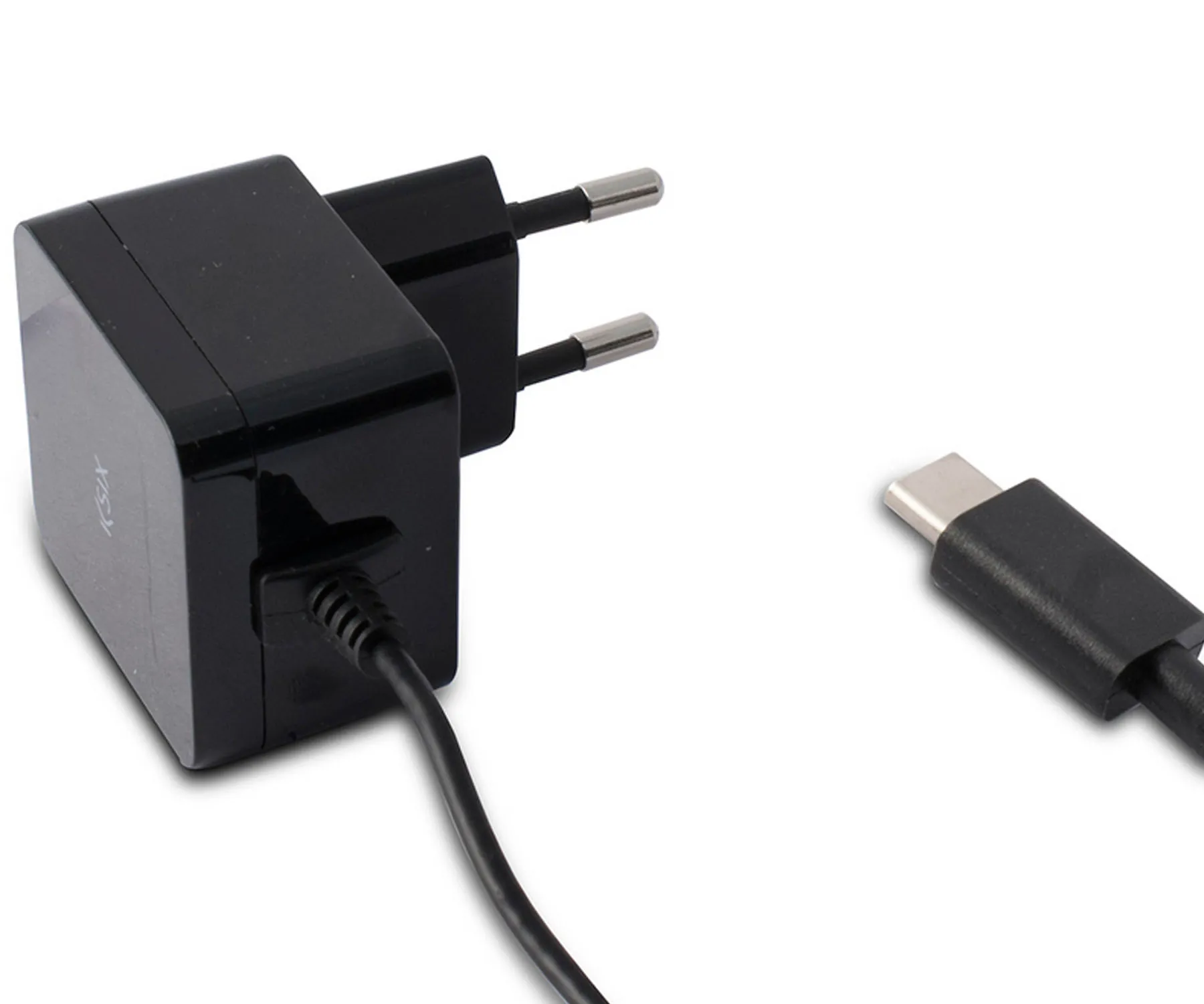 KSIX CARGADOR NEGRO PARED 5V 2.4A CABLE CONECTOR USB TIPO C 1M
