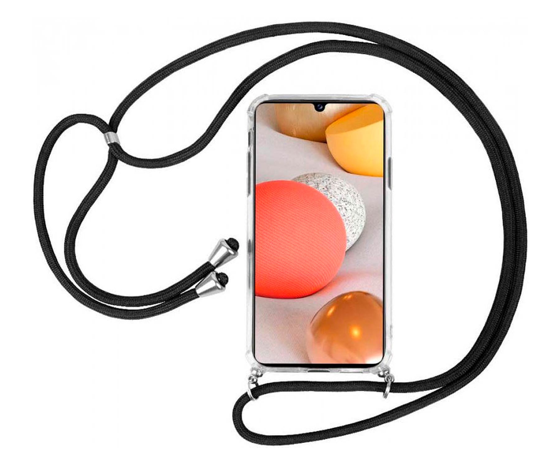 AKASHI FUNDA SILICONA TRANSPARENTE CON CUERDA ANTISHOCK COLGANTE SAMSUNG A42
