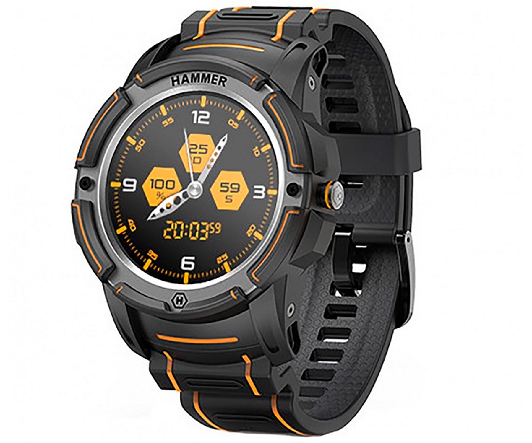 HAMMER NEGRO SMARTWATCH 1.3'' FRECUENCIA CARDÍACA Y SATURACIÓN GPS IP68 BLUETOOTH