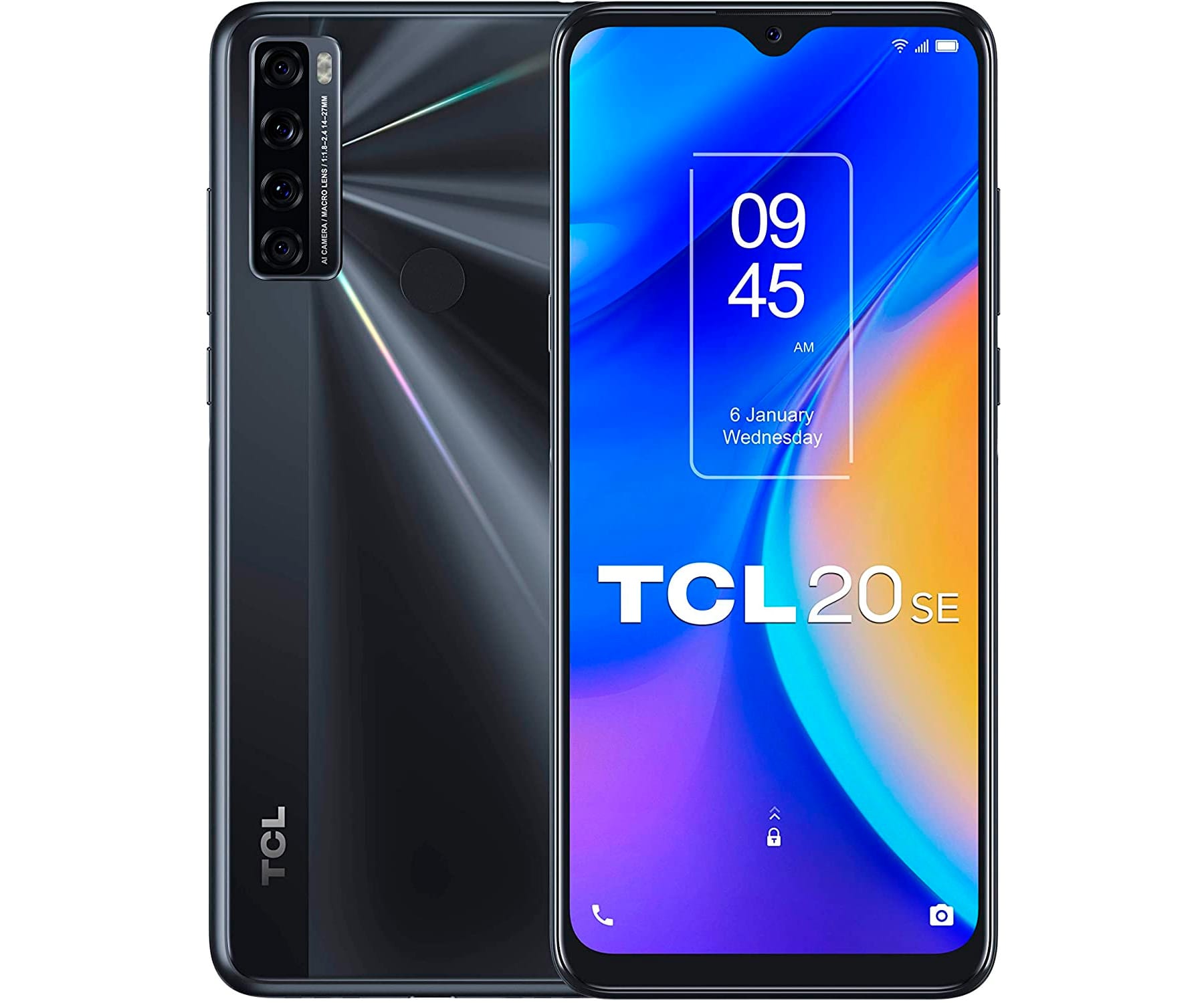 TCL 20 SE NEGRO MÓVIL 4G DUAL SIM 6.82'' HD+ OCTACORE 64GB 4GB RAM QUADCAM 16MP SELFIES 8MP