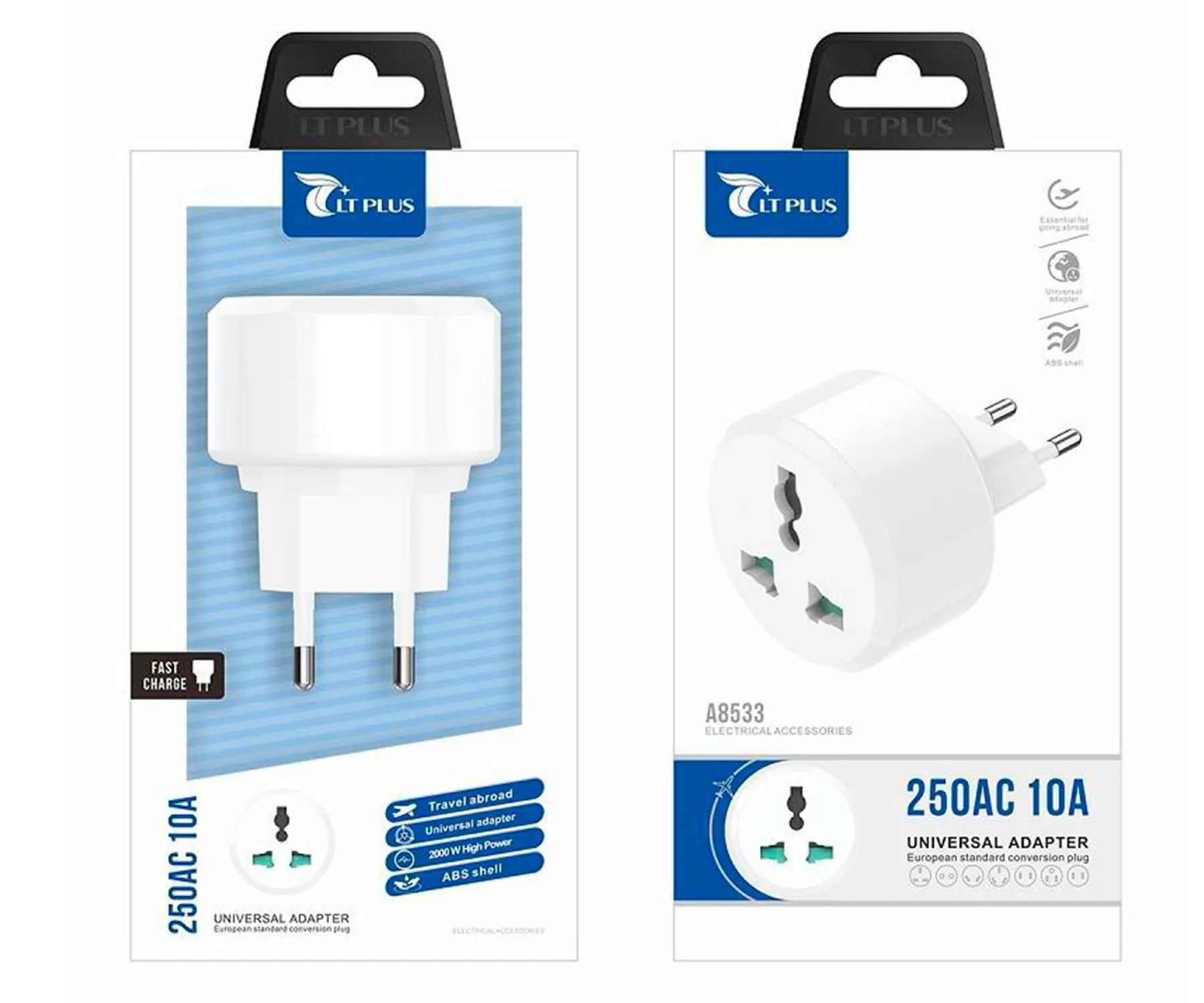 JC Adaptador enchufe universal A8533/250 AC/10A