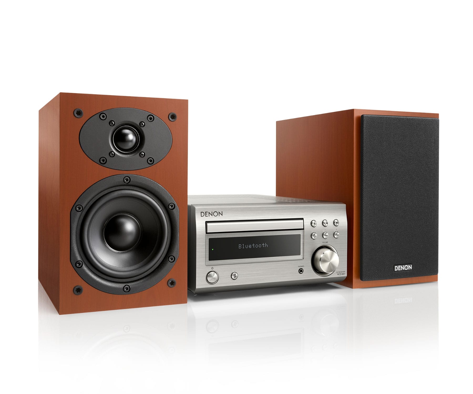Denon DM-41 Plata/Cereza Microcadena/Sistema Hi-Fi con CD/Bluetooth/Sintonizador FM/AM