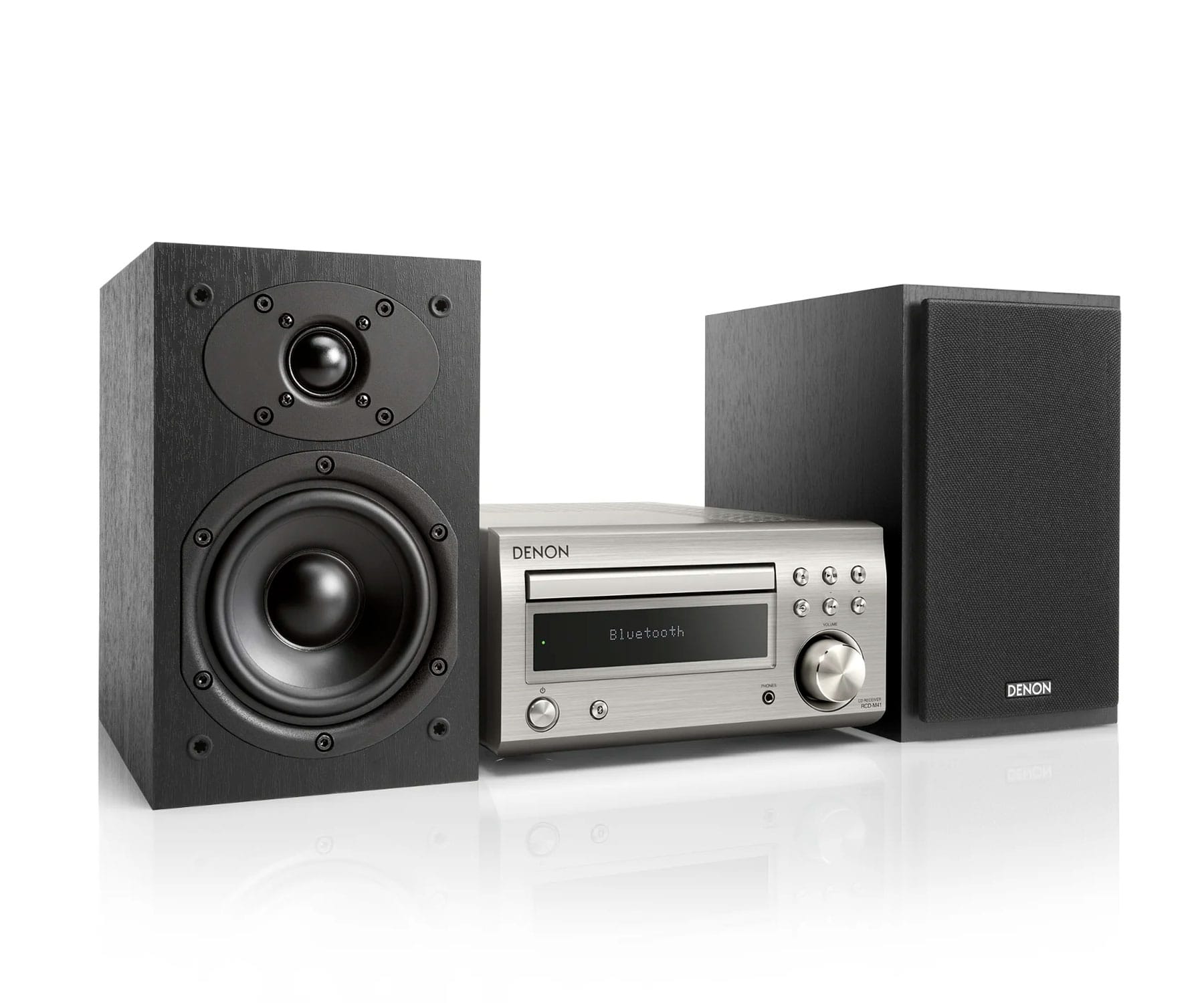 Denon DM-41 Plata/Negro Microcadena/Sistema Hi-Fi con CD/Bluetooth/Sintonizador FM/AM