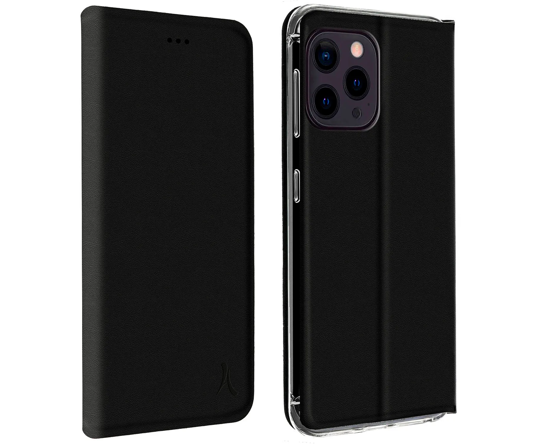 AKASHI Funda negra folio portatarjetas y stand para Apple iPhone 13 Pro Max