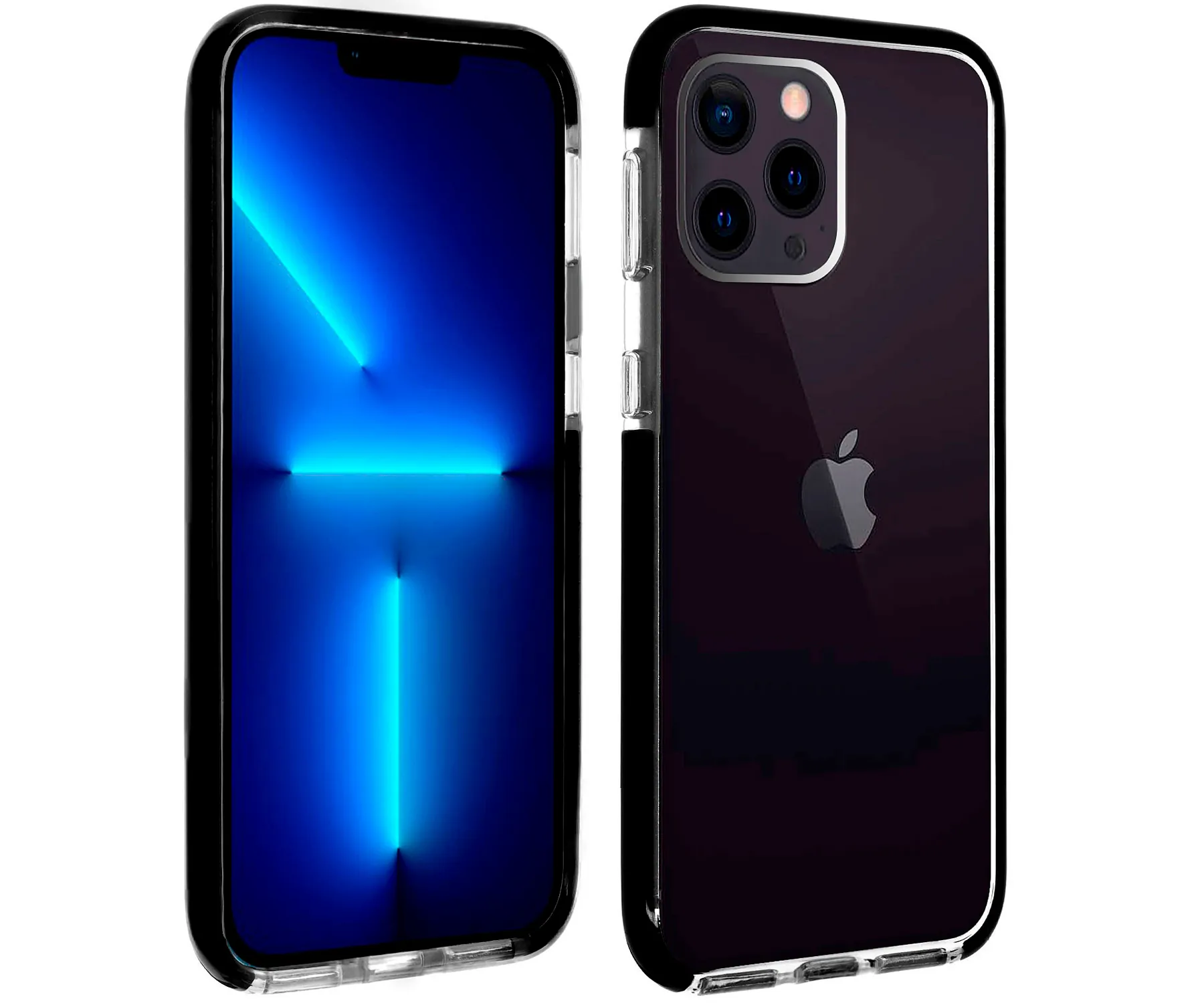 AKASHI Funda de silicona transparente para Apple iPhone 13 Pro Max con borde negro
