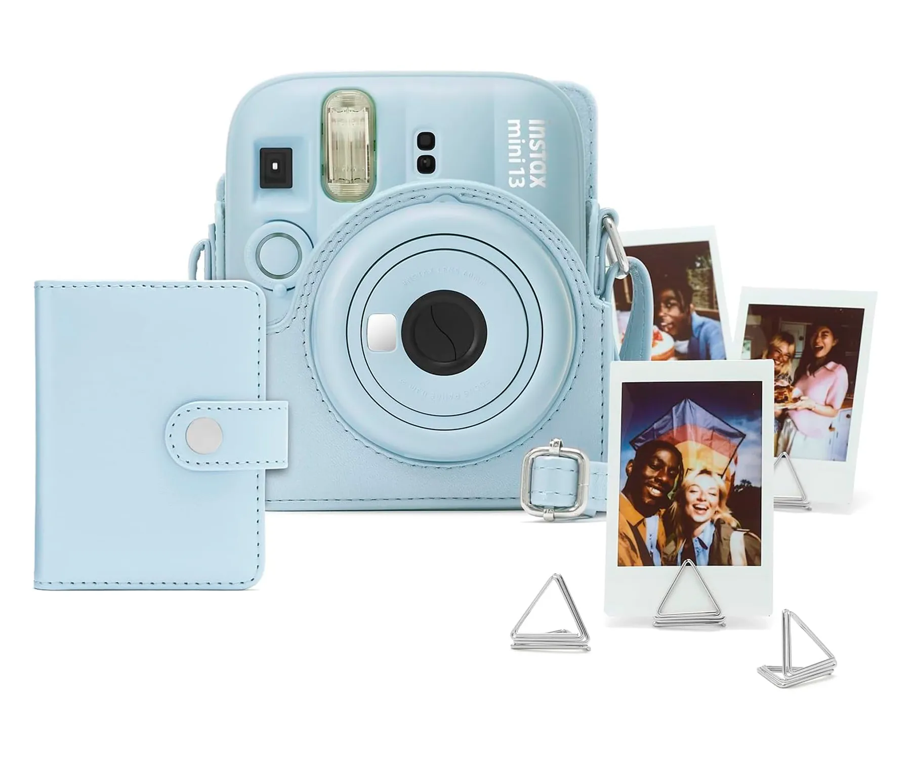 Fujifilm Instax Mini 13 Accesorios Kit Frost Blue / Funda Original + Mini Álbum + Clips Para Sujetar Fotos