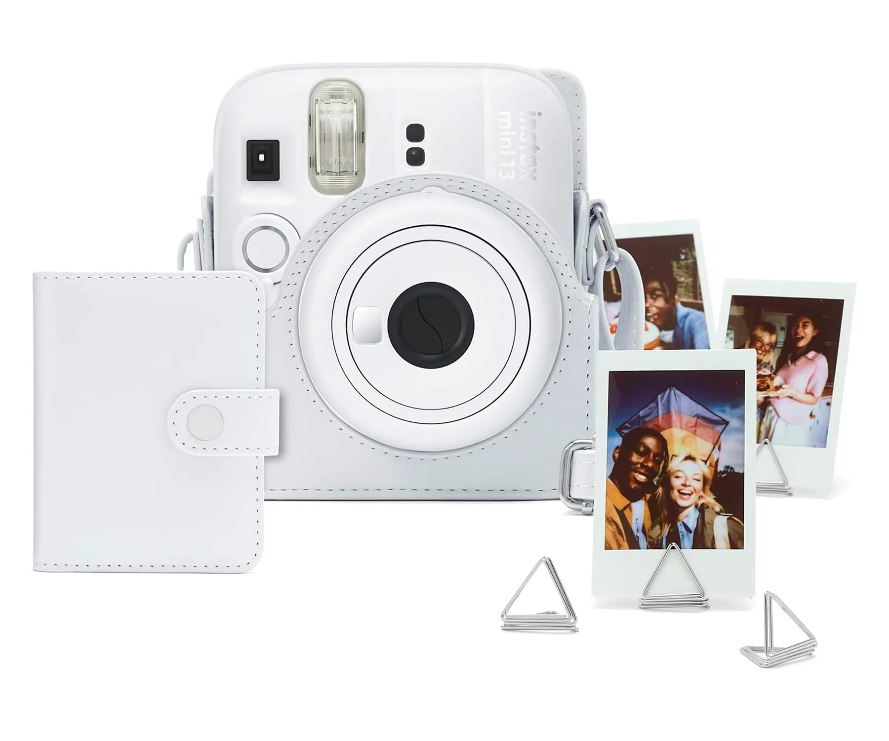 Fujifilm Instax Mini 13 Accesorios Kit Clay White / Funda Original + Mini Álbum + Clips Para Sujetar Fotos