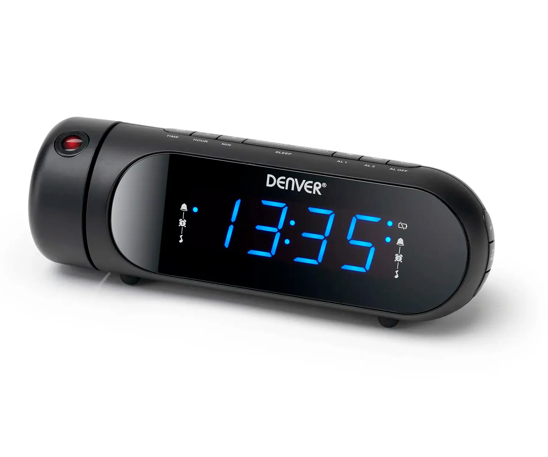 Denver Cpr-700 Negro / Radio Reloj Con Proyector Y Función De Doble Alarma