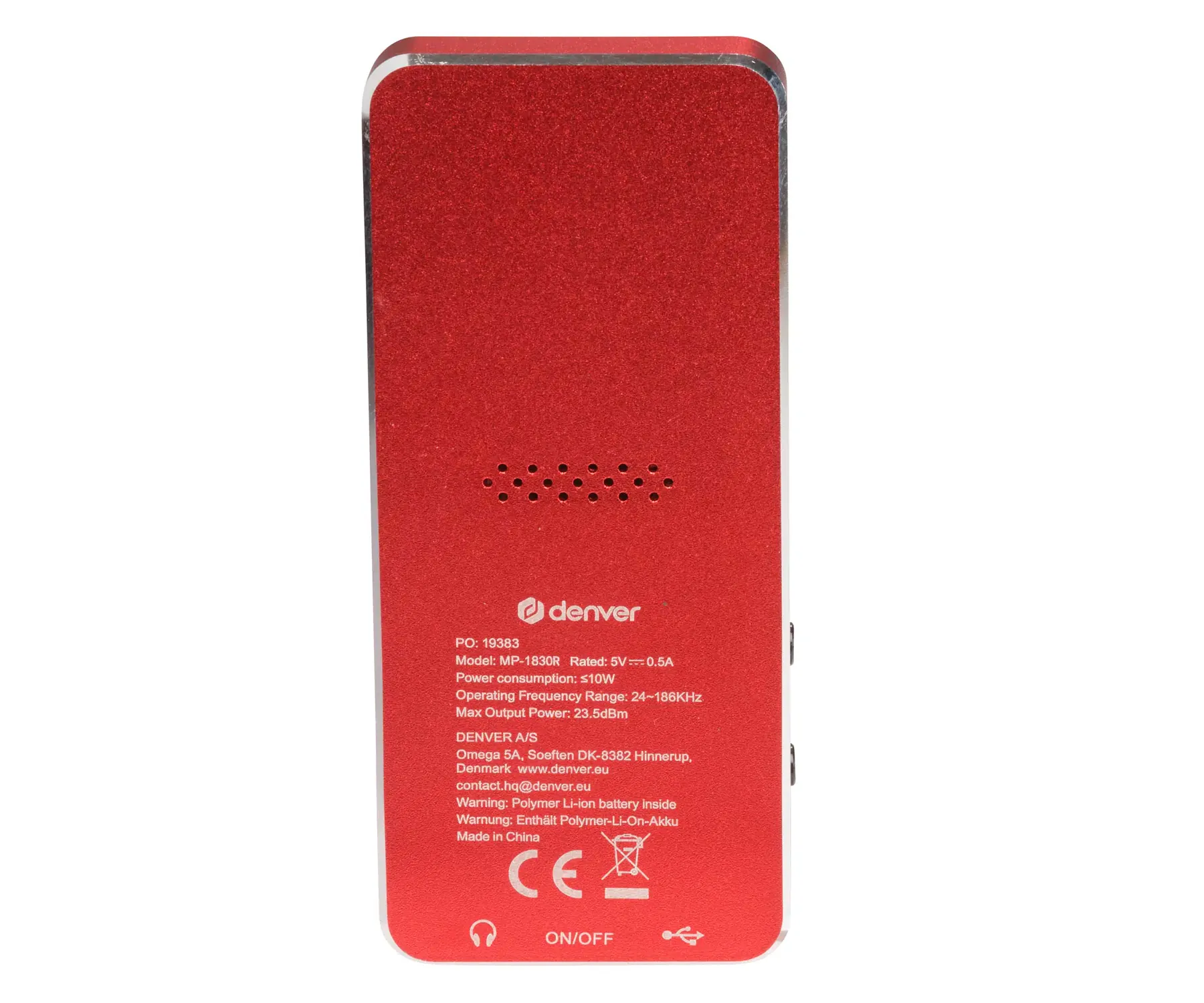Denver Mp-1830R Rojo / Reproductor Multimedia Mp4 Con Bluetooth Y Pantalla Ips De 1,8"