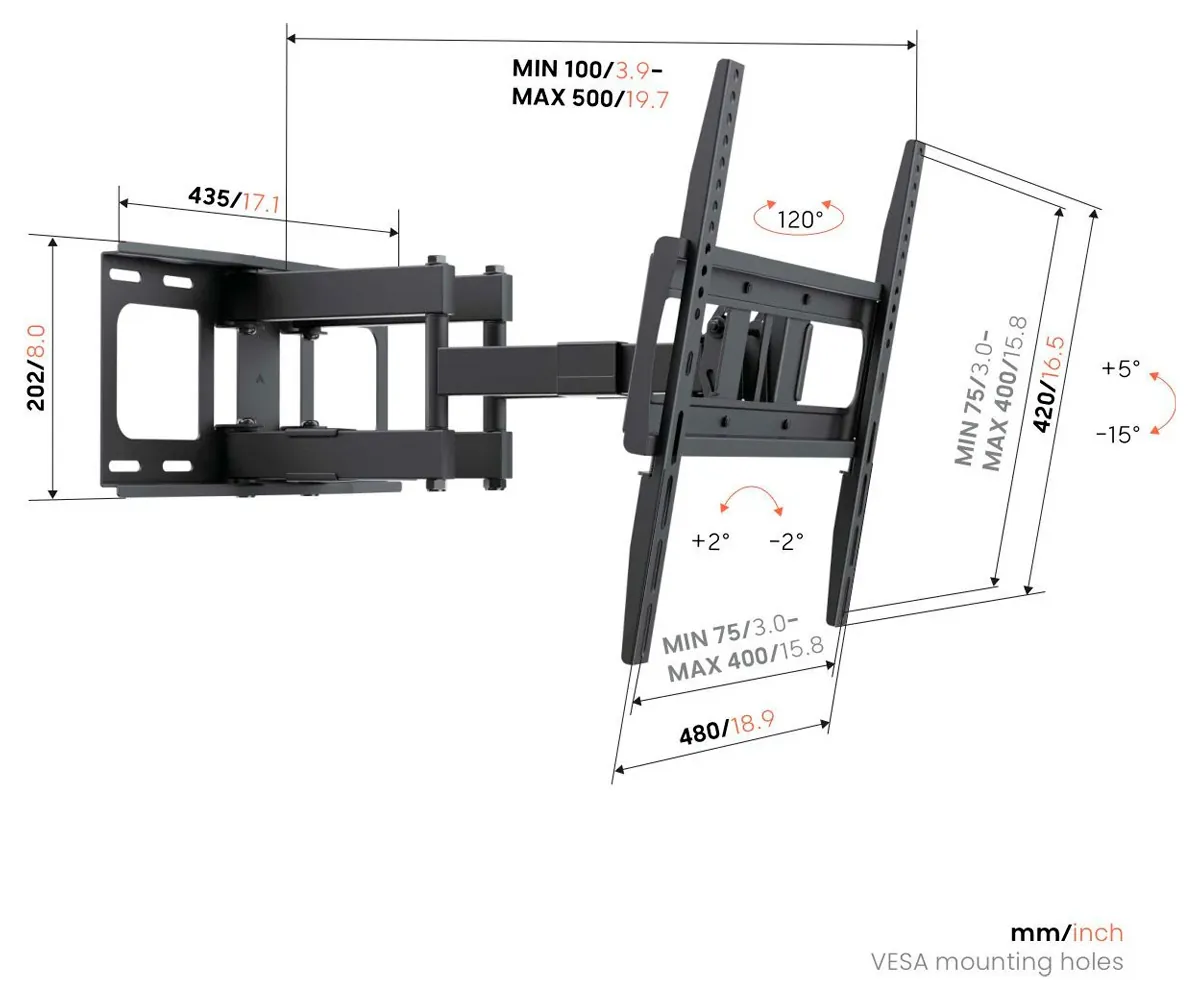 Vogel's Up 4053 Negro / Soporte De Pared Giratorio Para Tv De 32" A 65" – imagen 2