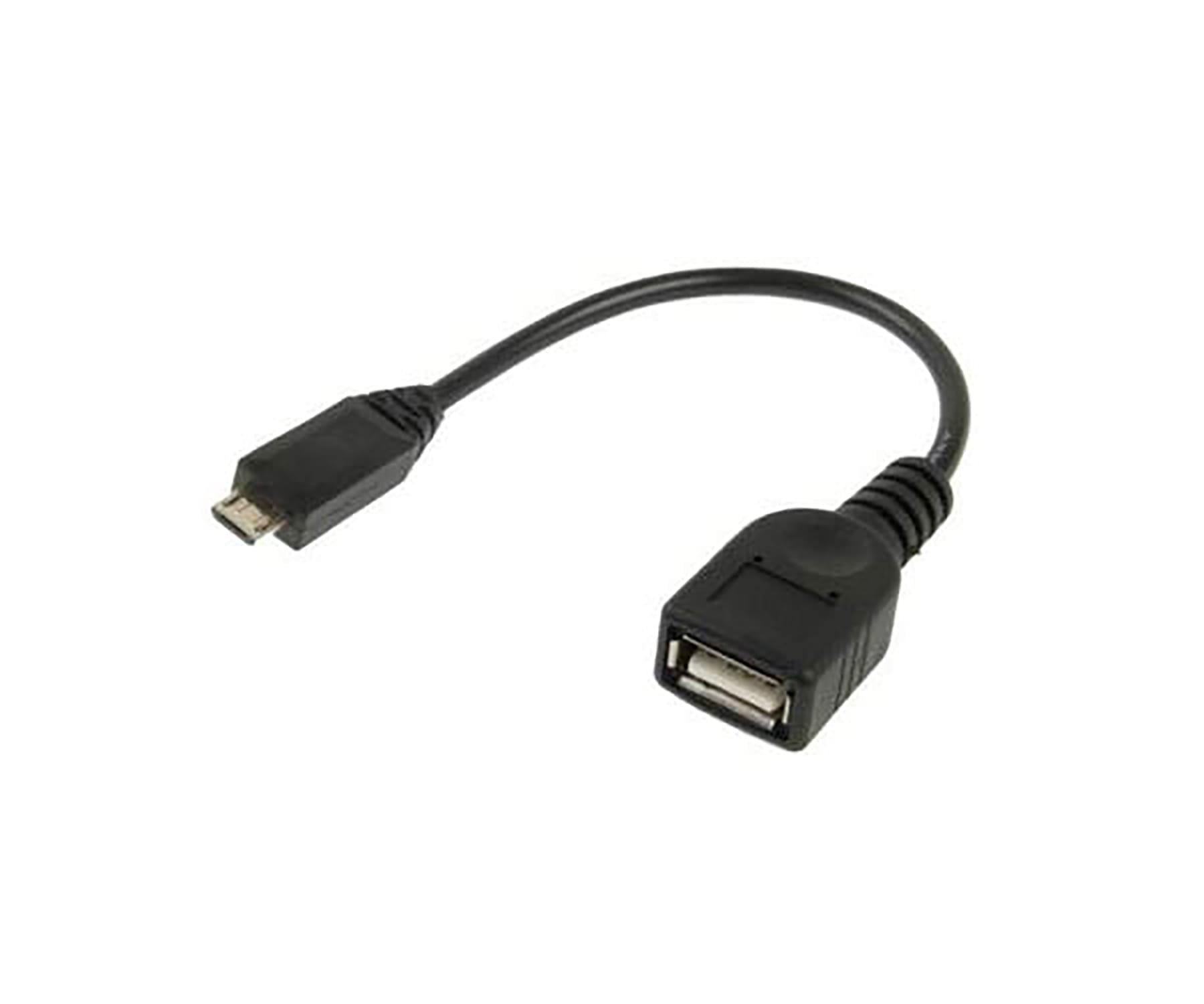 CABLE NEGRO CONECTOR OTG MICROUSB TIPO A MACHO A ENTRADA USB TIPO B HEMBRA