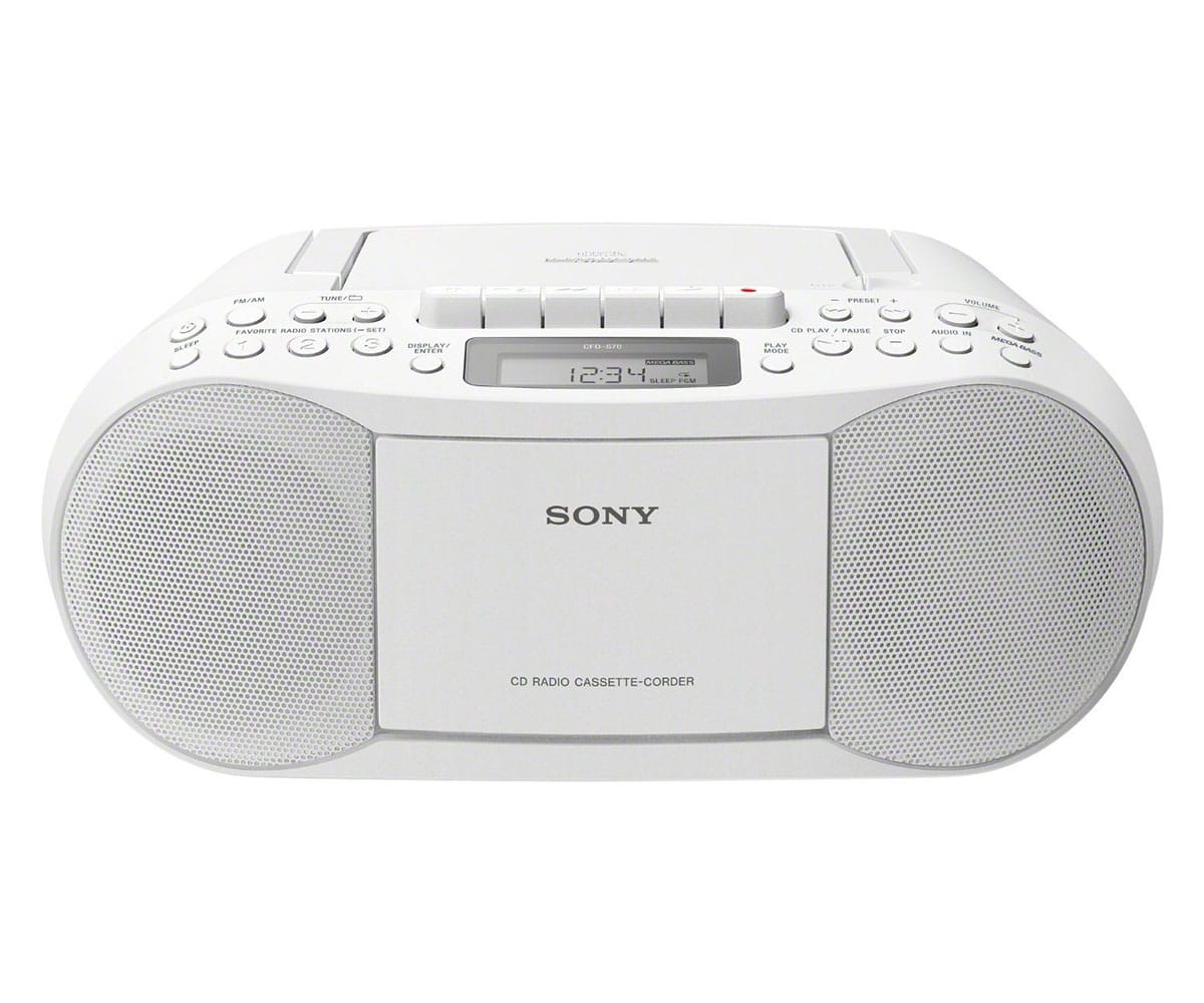 SONY CFDS70W BLANCO RADIO CASSETTE CON CD Y SINTONIZADOR AM/FM