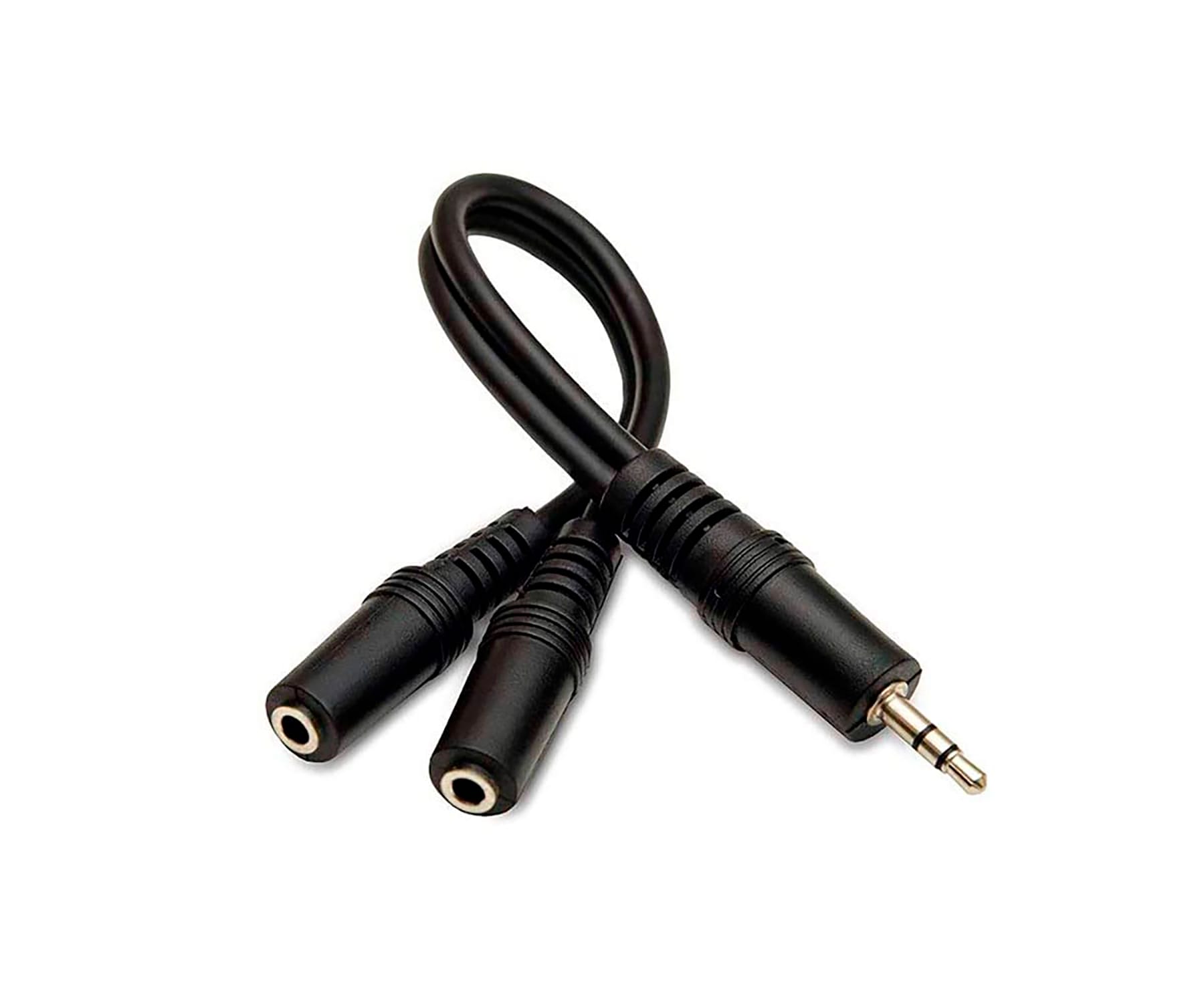 DCU CABLE NEGRO ADAPTADOR JACK 3.5mm MACHO CON DOS SALIDAS JACK 3.5mm HEMBRA