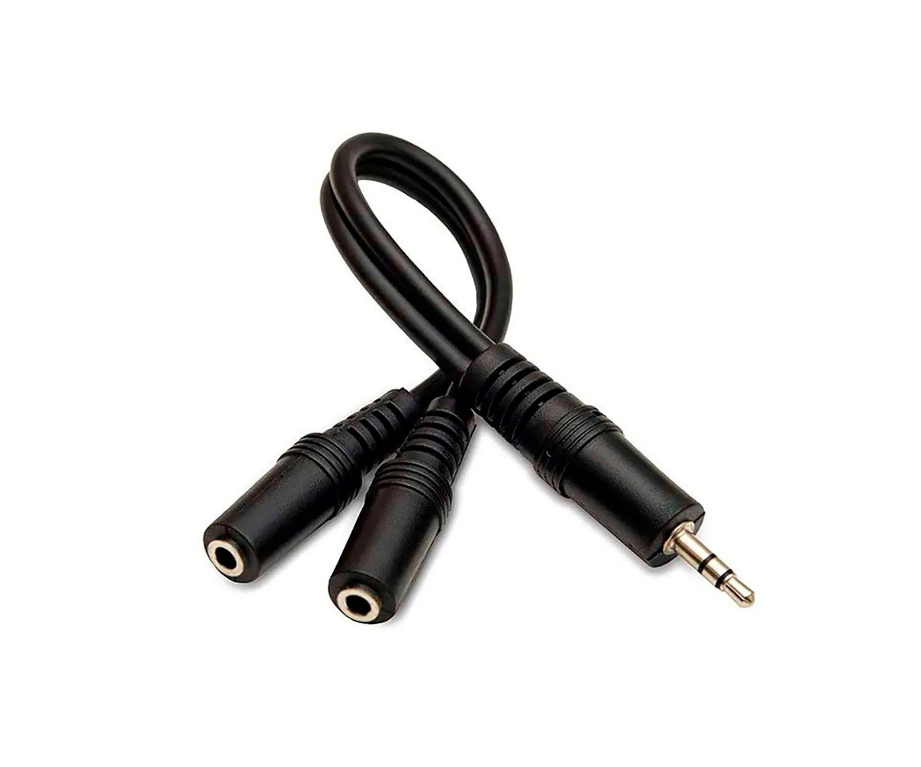 DCU CABLE NEGRO ADAPTADOR JACK 3.5mm MACHO CON DOS SALIDAS JACK 3.5mm HEMBRA