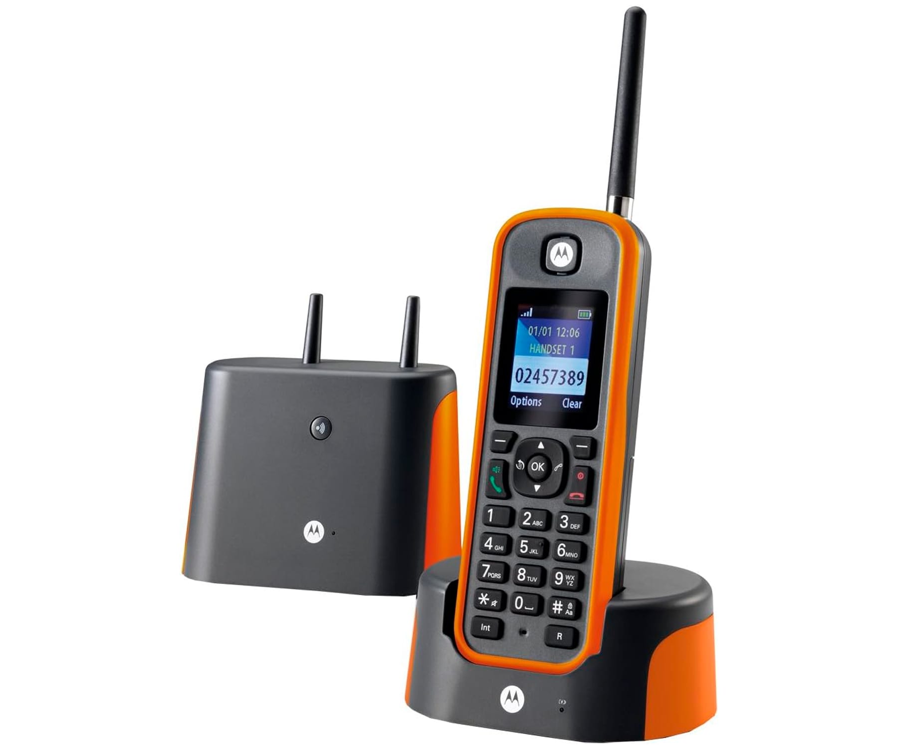 MOTOROLA O201 NARANJA TELÉFONO INALÁMBRICO RESISTENTE DE LARGO ALCANCE