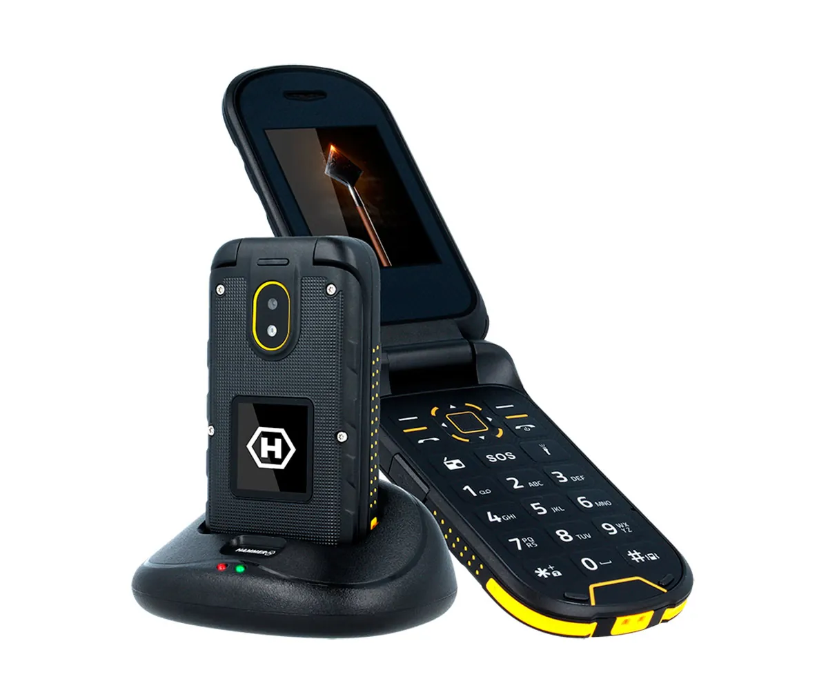 MYPHONE HAMMER BOW+ NEGRO AMARILLO MÓVIL RESISTENTE IP68 3G DUAL SIM 2.4'' CÁMARA 2MP BLUETOOTH INCLUYE BASE DE CARGA