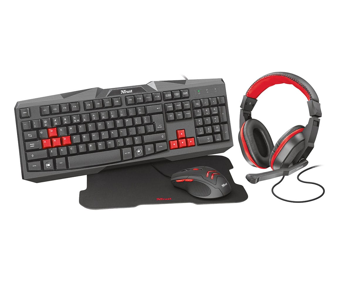 TRUST ZIVA 4 EN 1 GAMING BUNDLE NEGRO ROJO EQUIPO GAMING PARA PC
